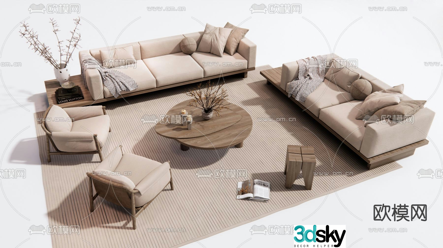 Medieval style sofa combination 3d model