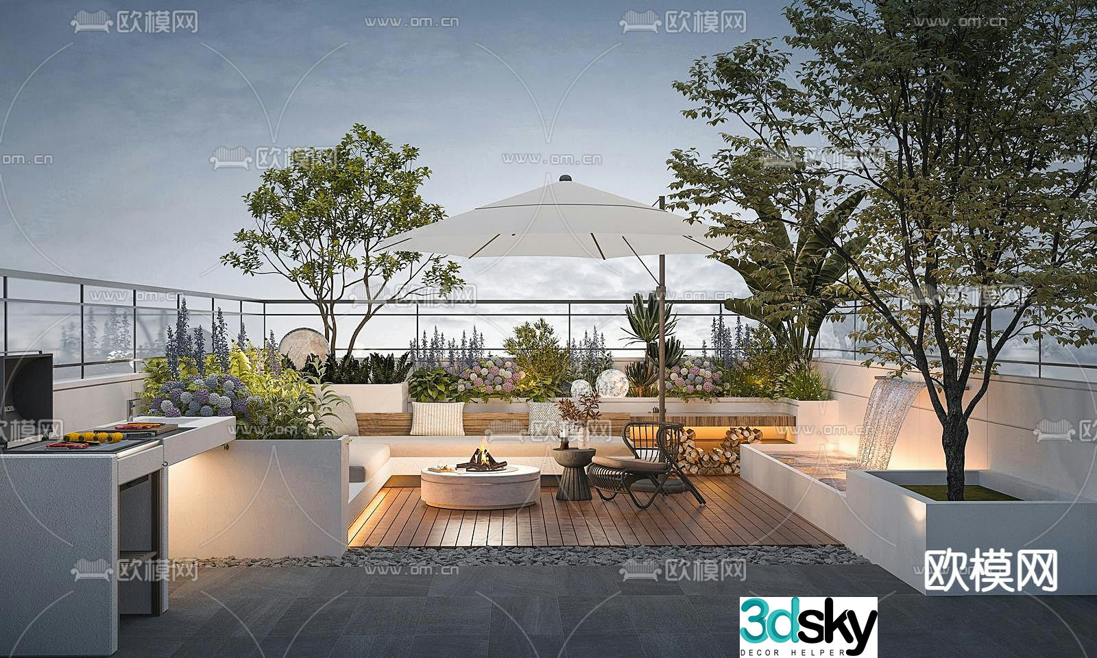 Roof Garden Courtyard Landscape 3d model