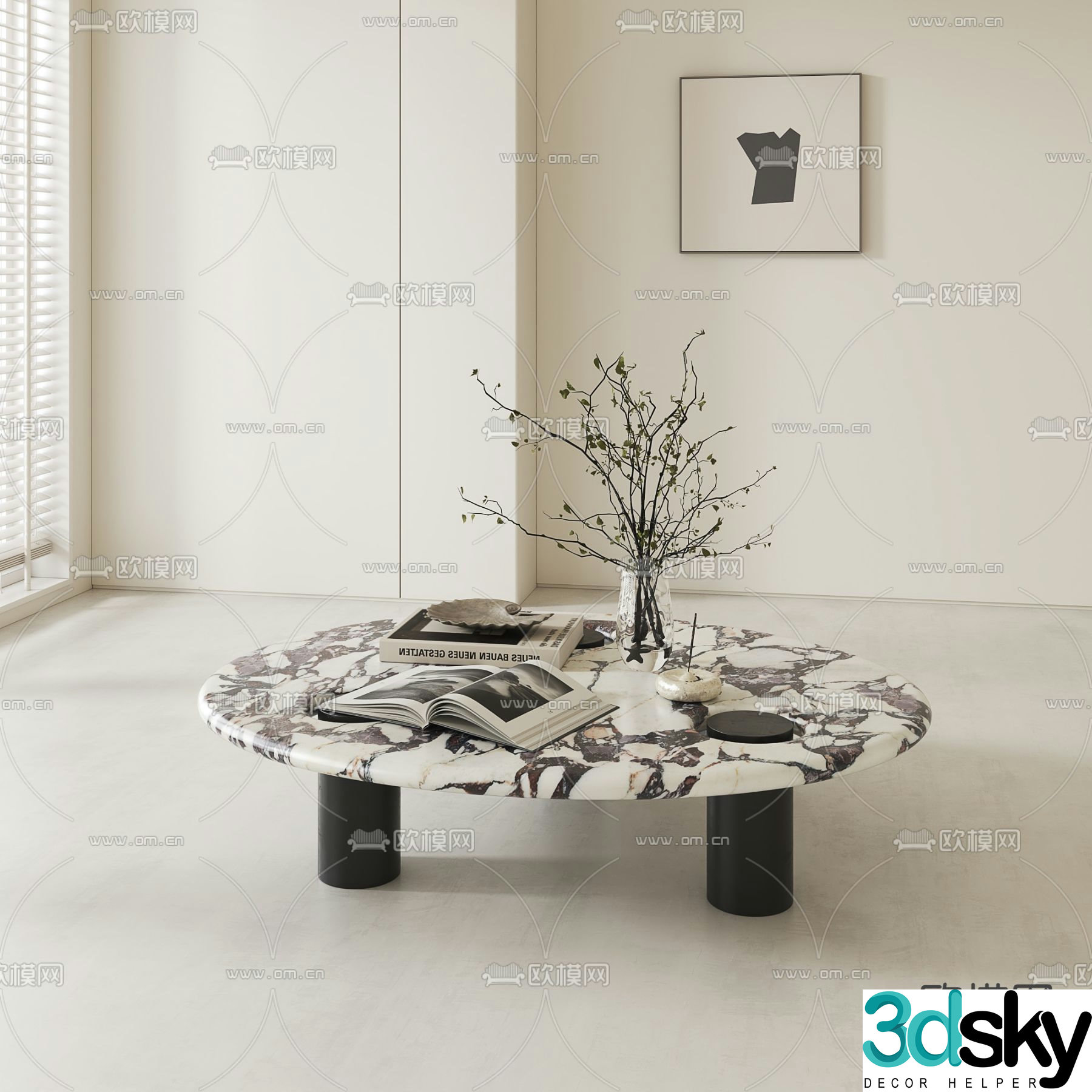 French round coffee table 3d model