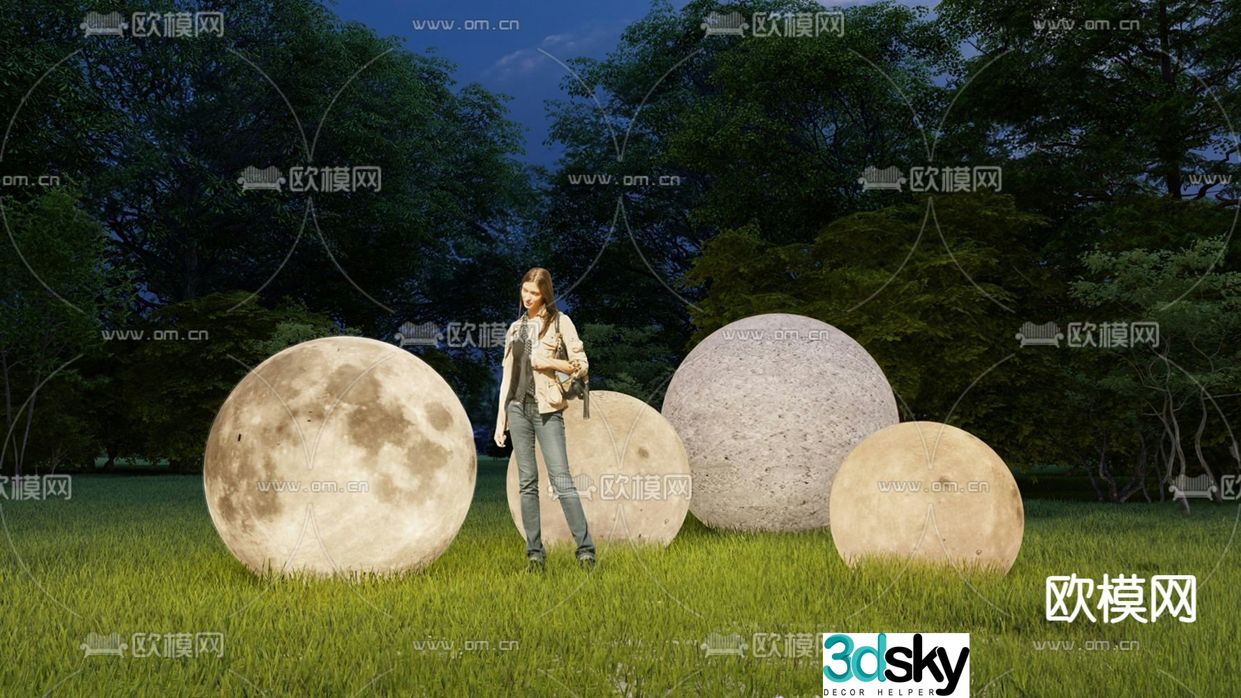 Planet lights Moon lights Outdoor atmosphere lights 3d model