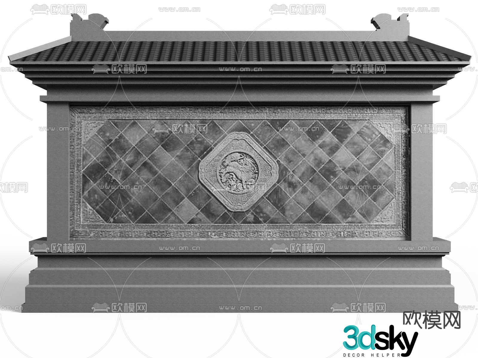 Chinese style landscape wall screen wall screen wall 3d model