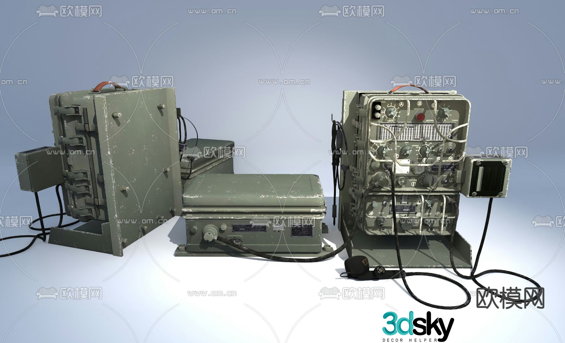 Industrial style military equipment 3d model