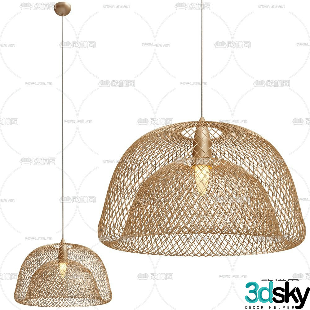 Breezy wabi-sabi chandelier rattan chandelier 3d model