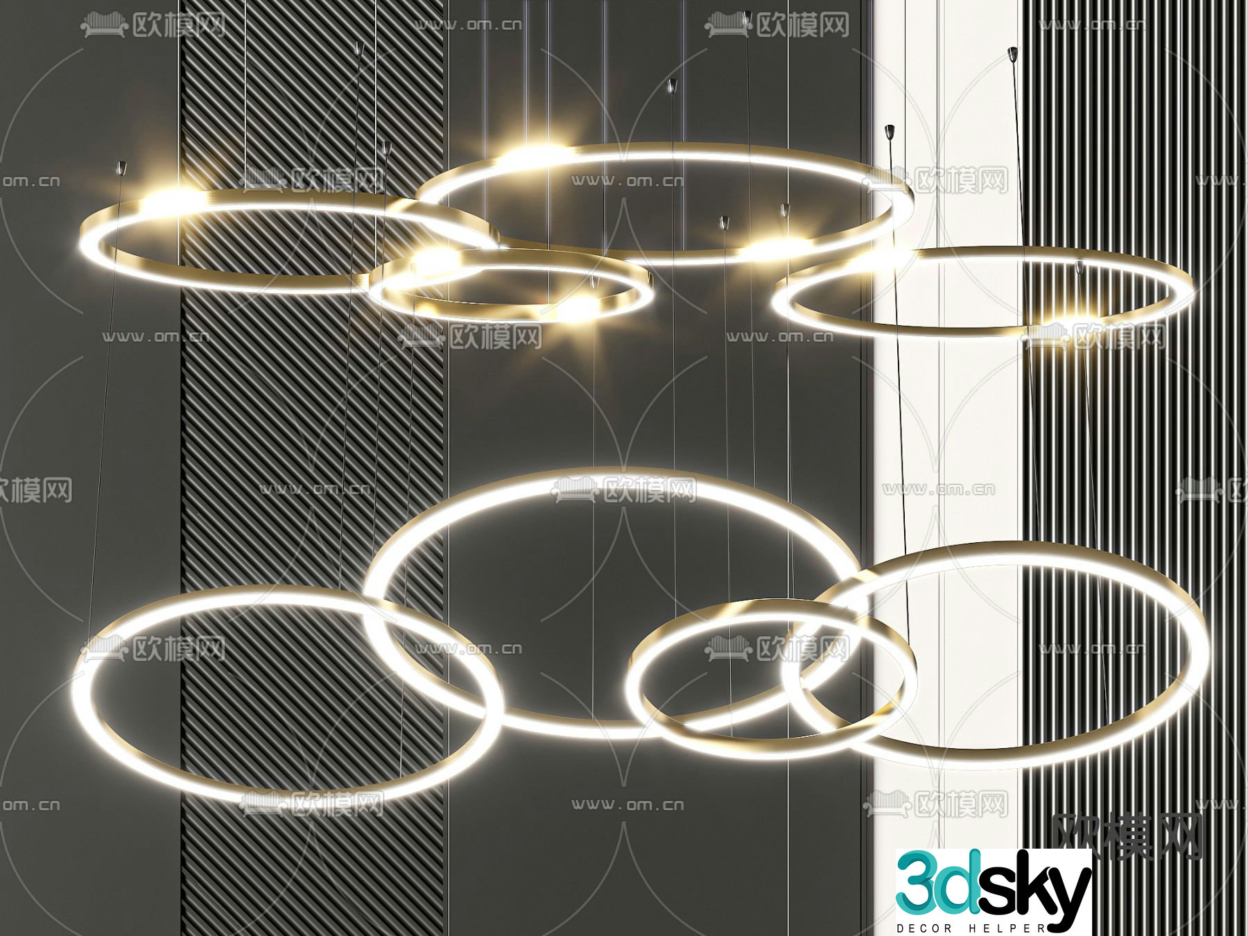 Hall chandelier ring chandelier 3d model