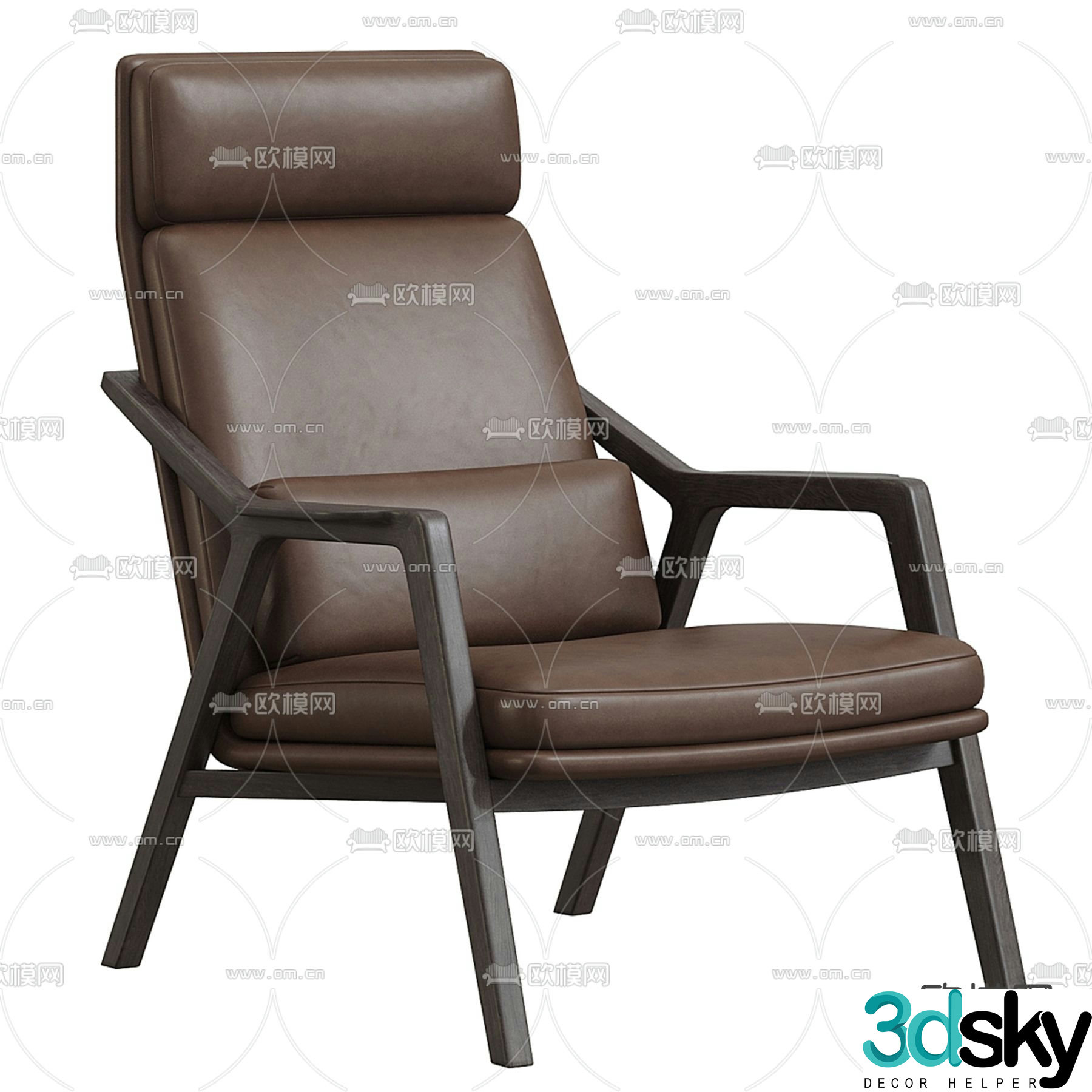 Porada Loretta Leather Sofa Chair Leisure Chair 3D Model