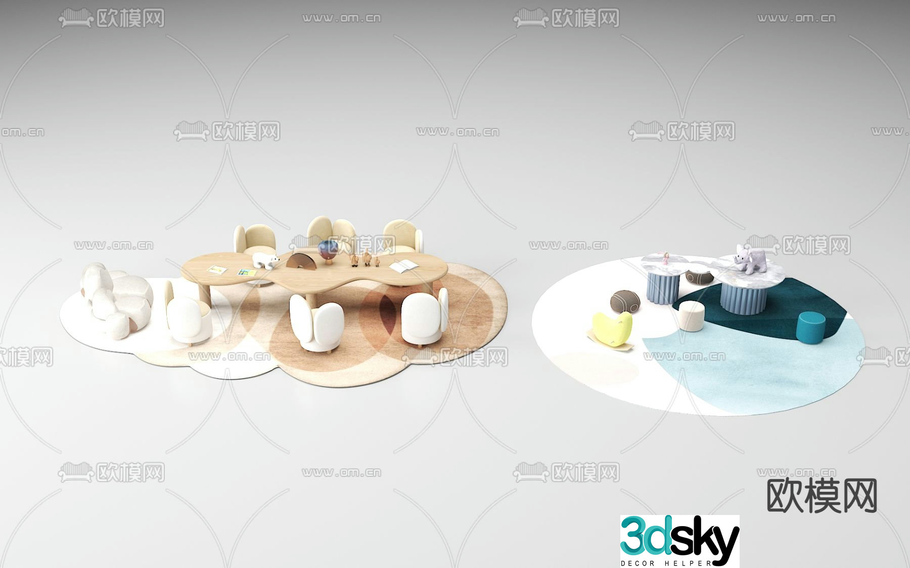 Children’s tables and chairs game tables and chairs 3d model