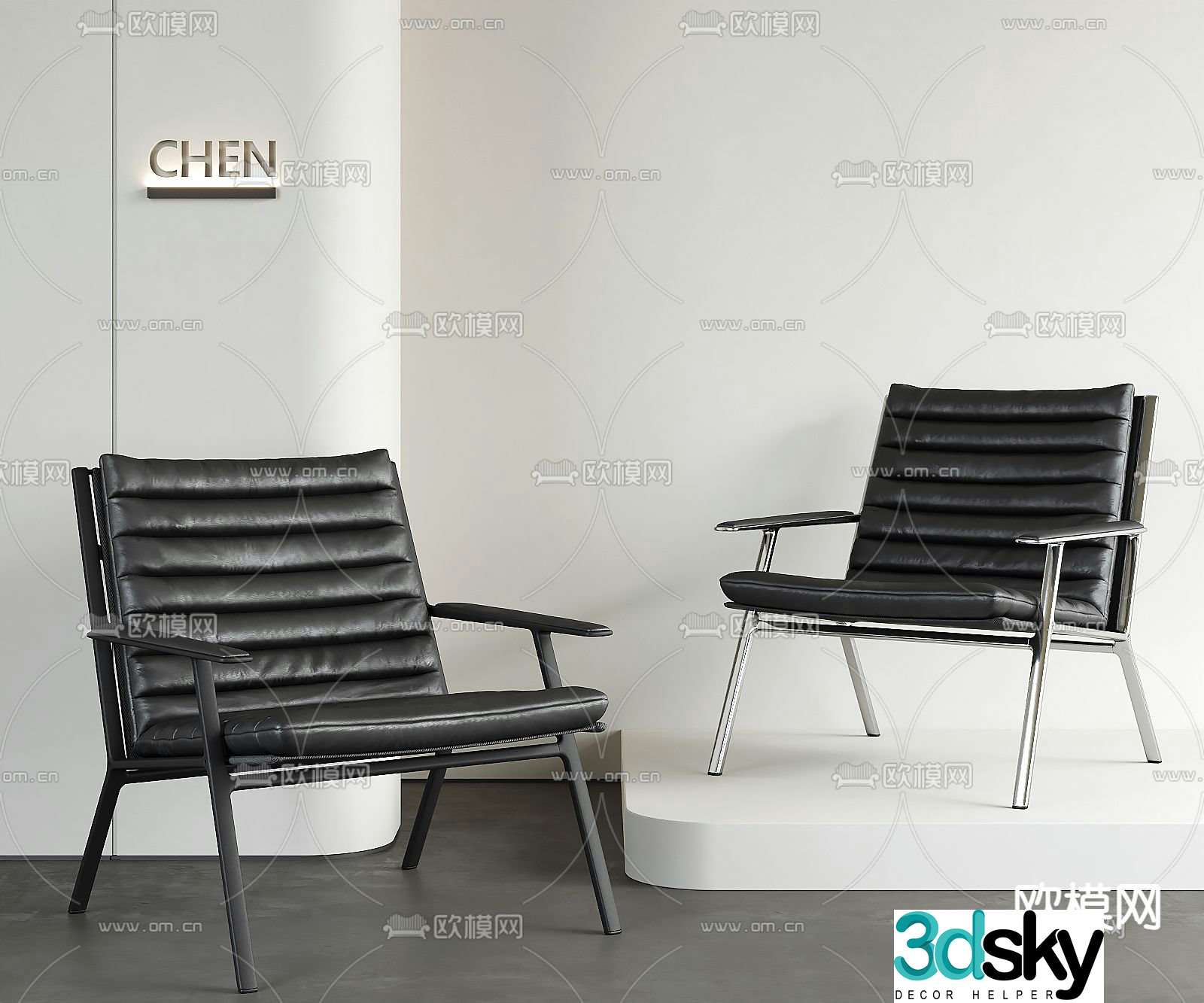 Leather chair lounge chair 3d model
