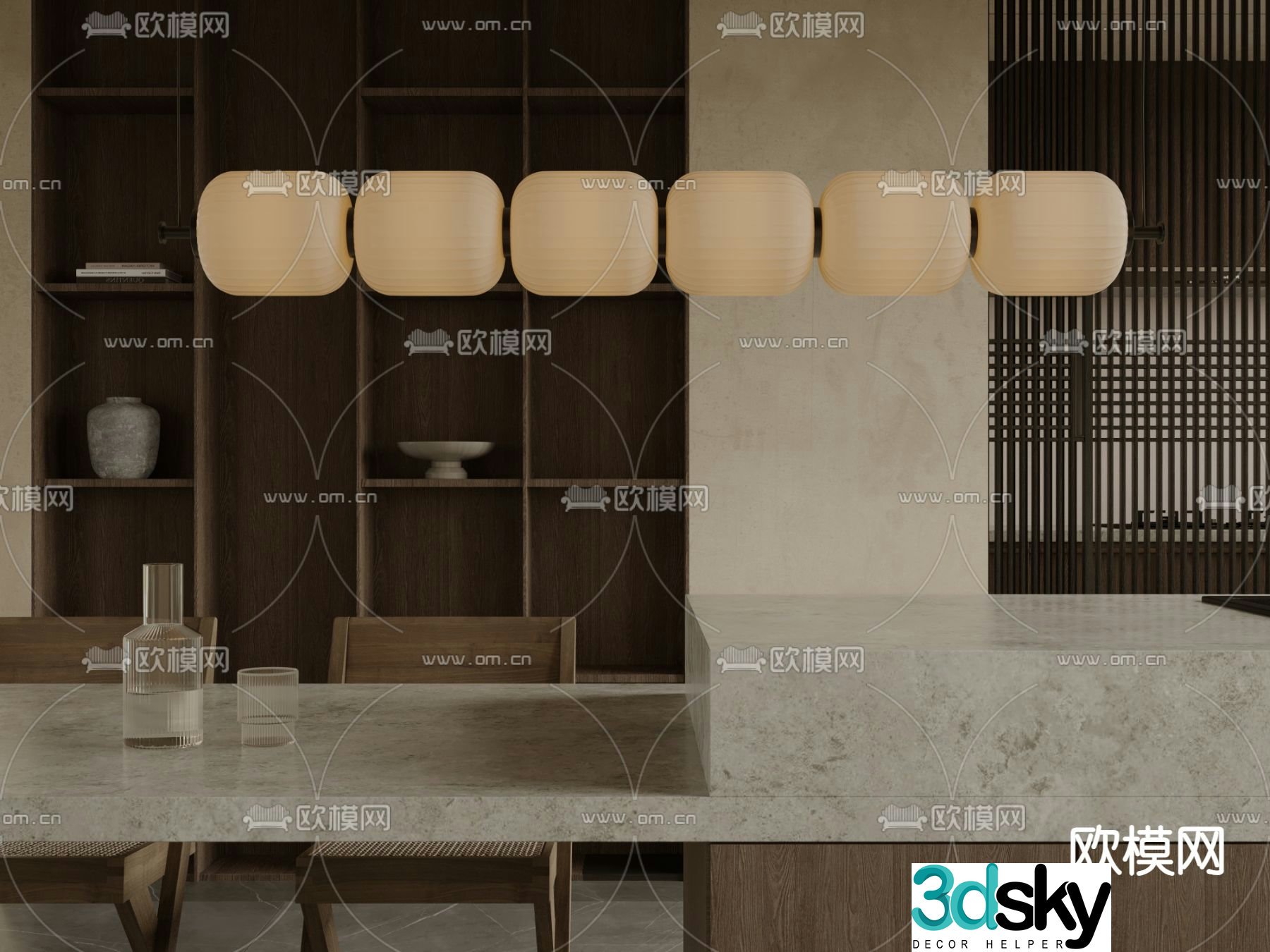 Wasabi Chandelier Restaurant Chandelier 3D Model