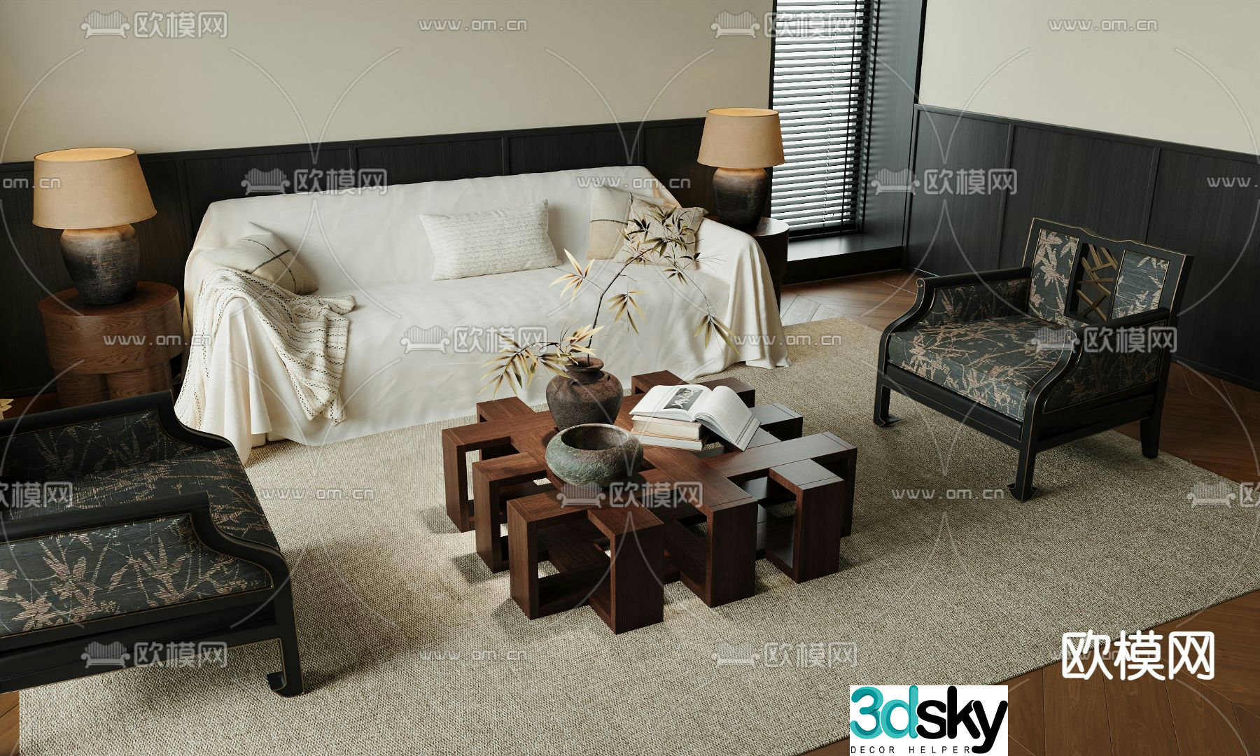 Wabi-sabi combination coffee table 3D model