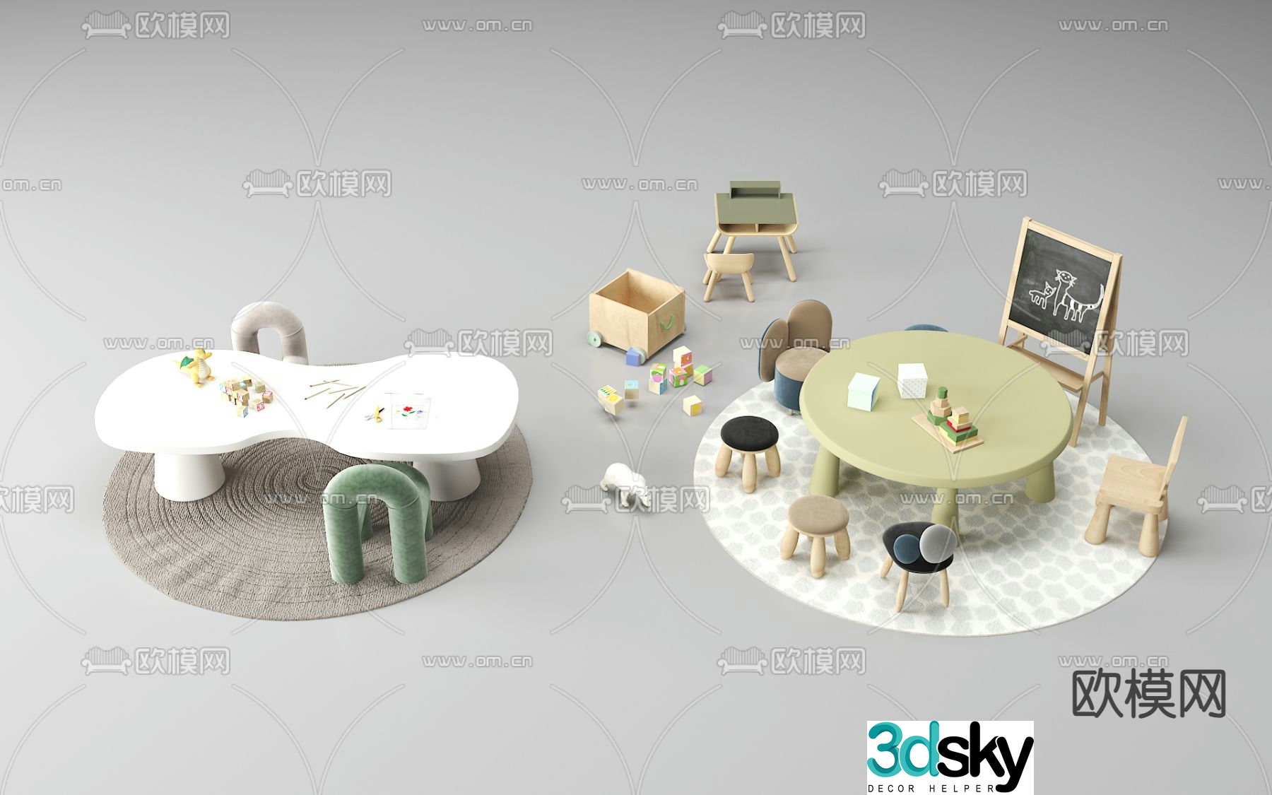 Children’s tables and chairs game tables and chairs 3d model