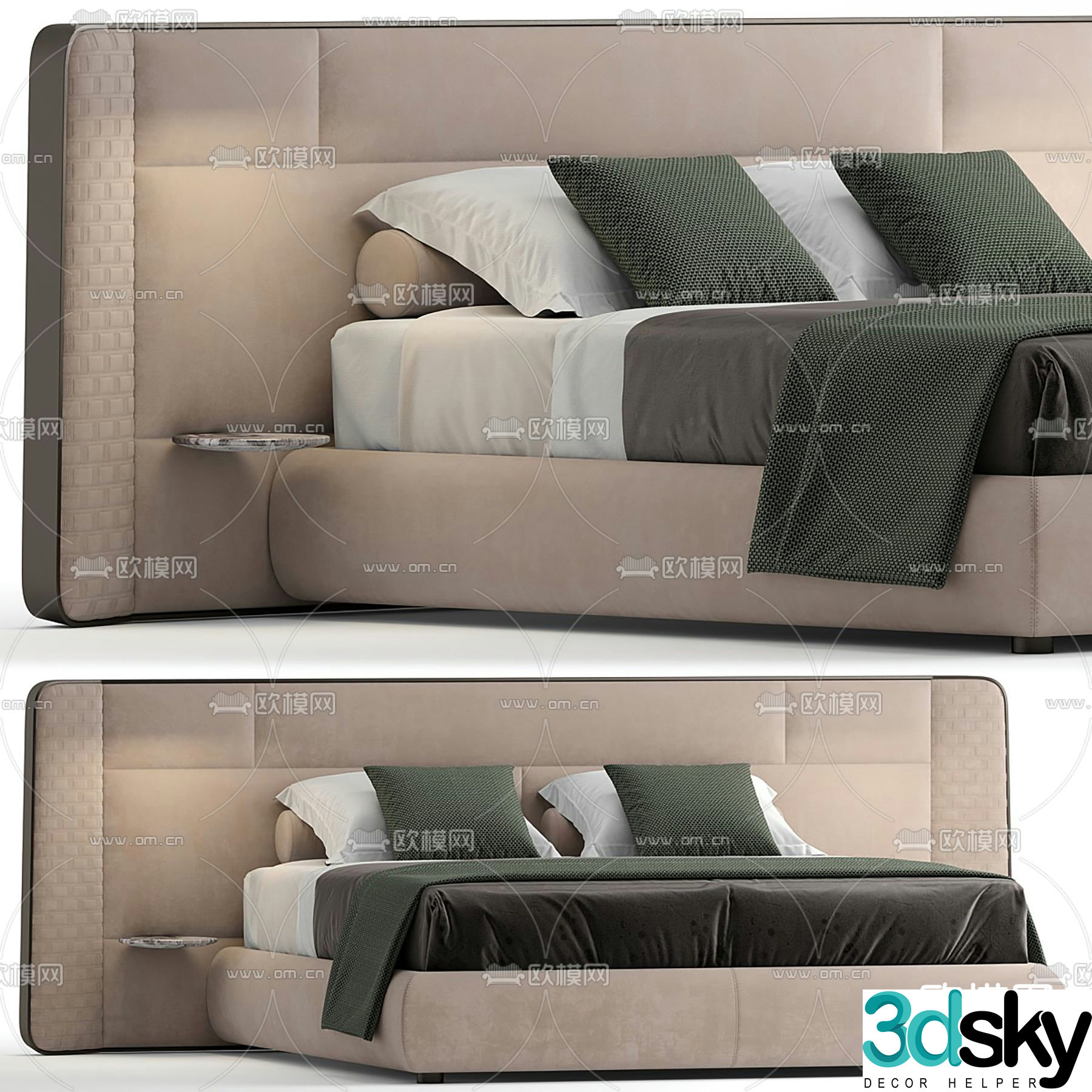 Conte modern double bed 3d model