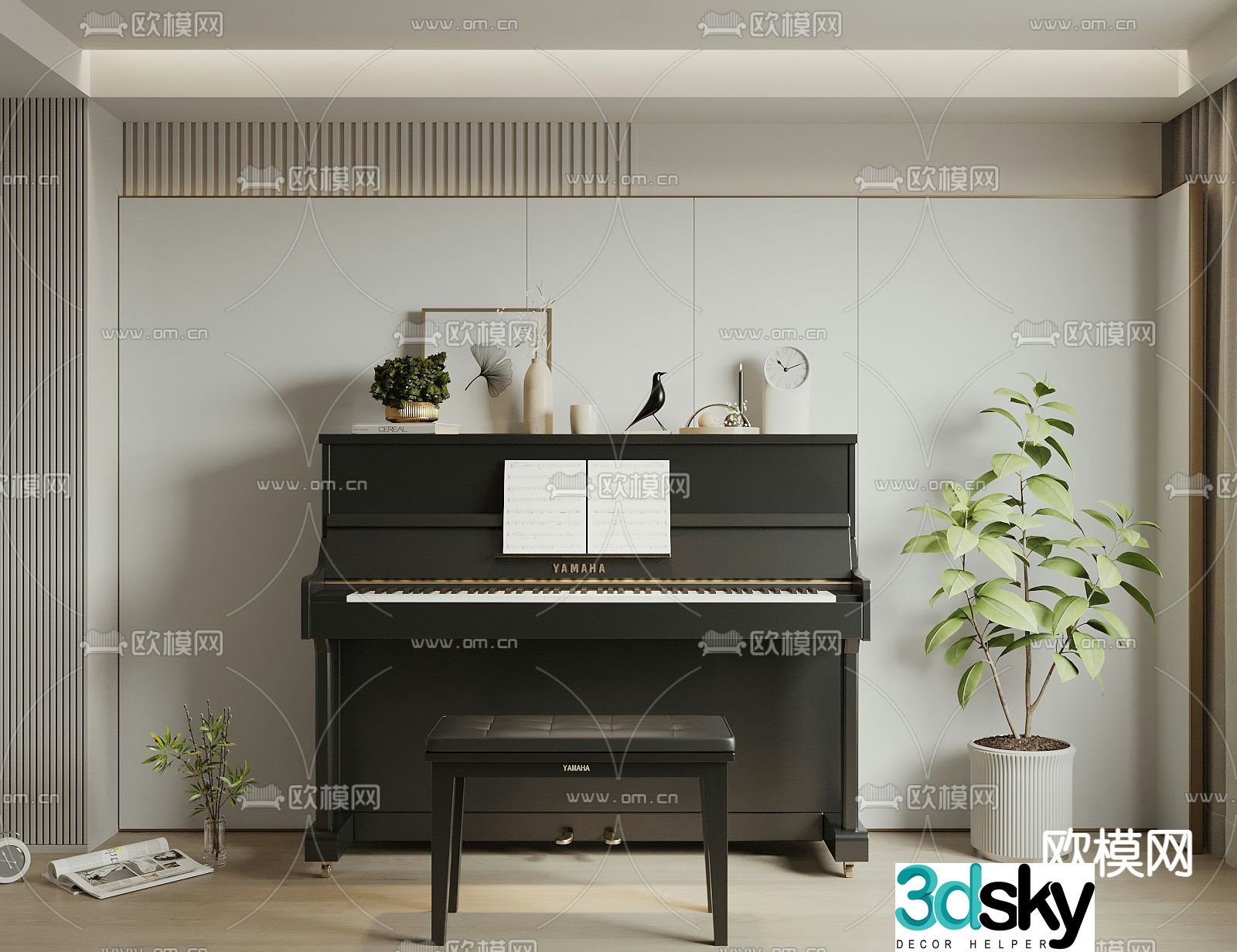 Upright piano electronic keyboard 3d model