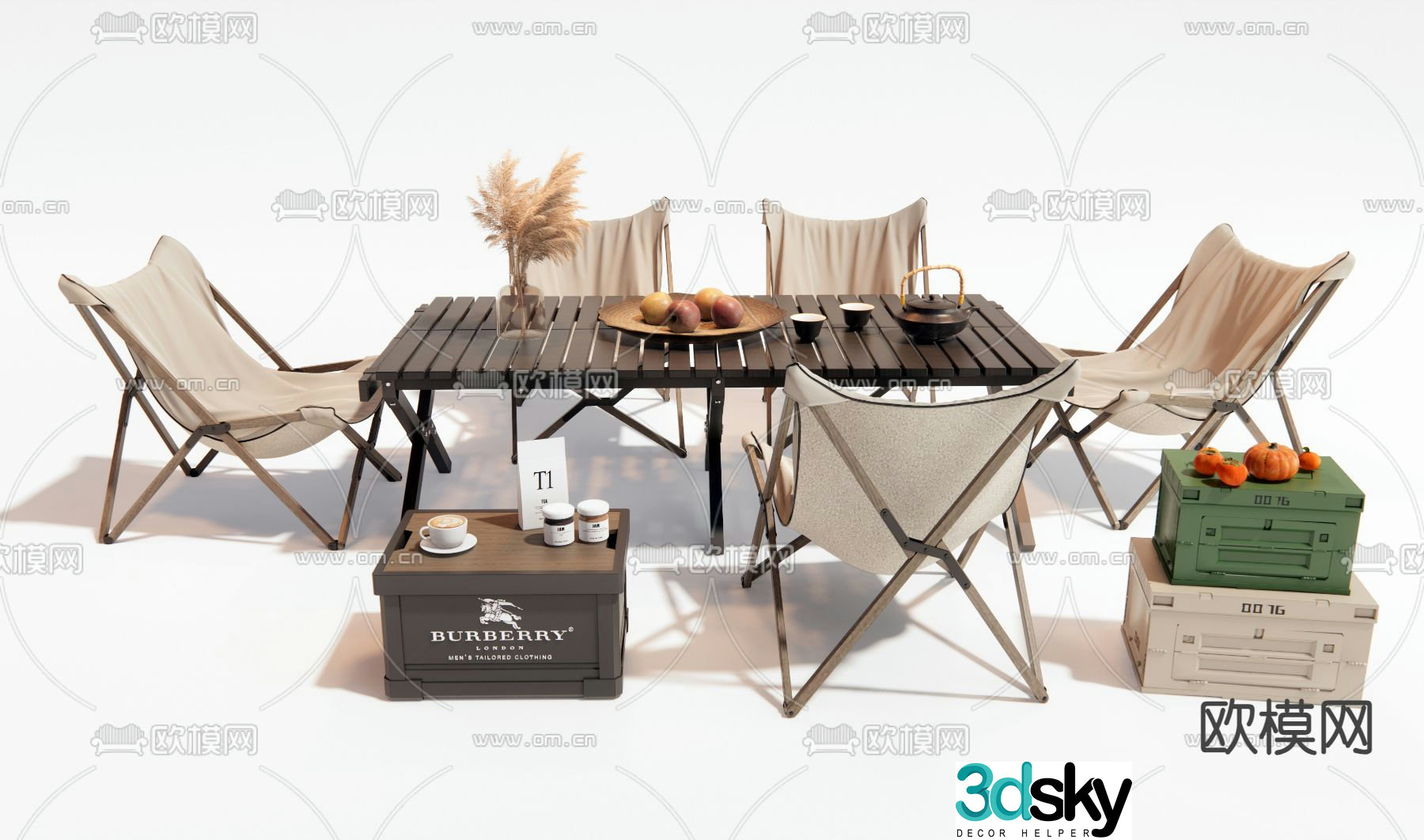 Camping table and chairs Outdoor table and chairs 3d model