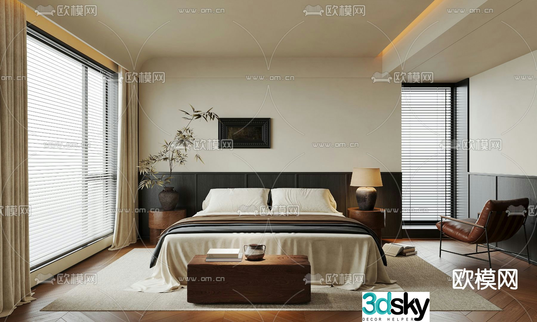 Middle style bedroom master room 3d model