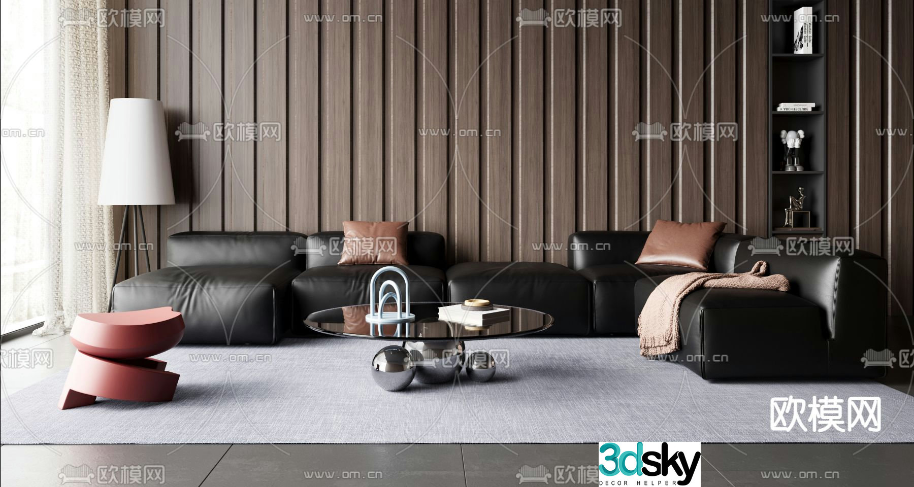 Leather sofa modular sofa 3d model