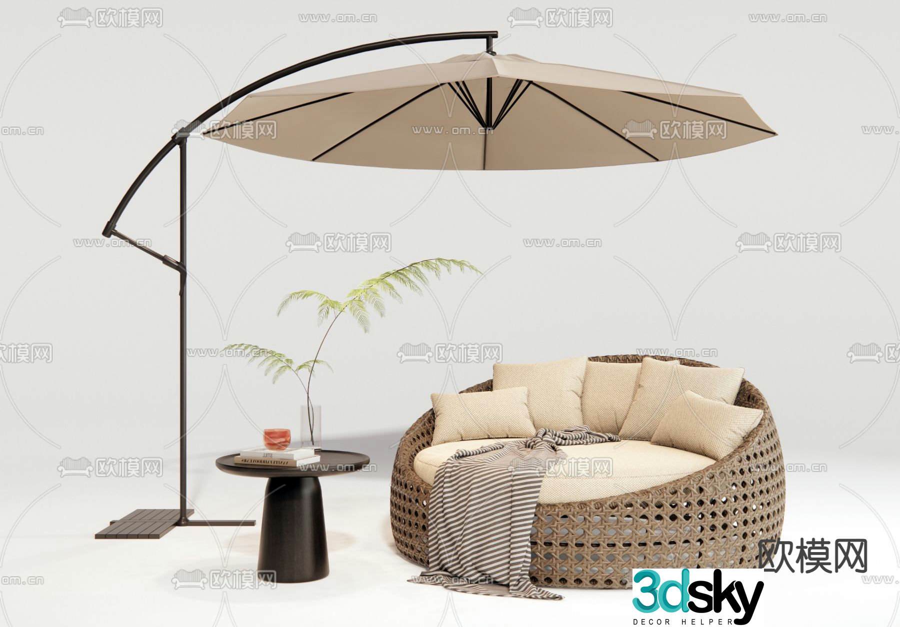 Modern outdoor sofa beanbag sofa rattan sofa 3d model