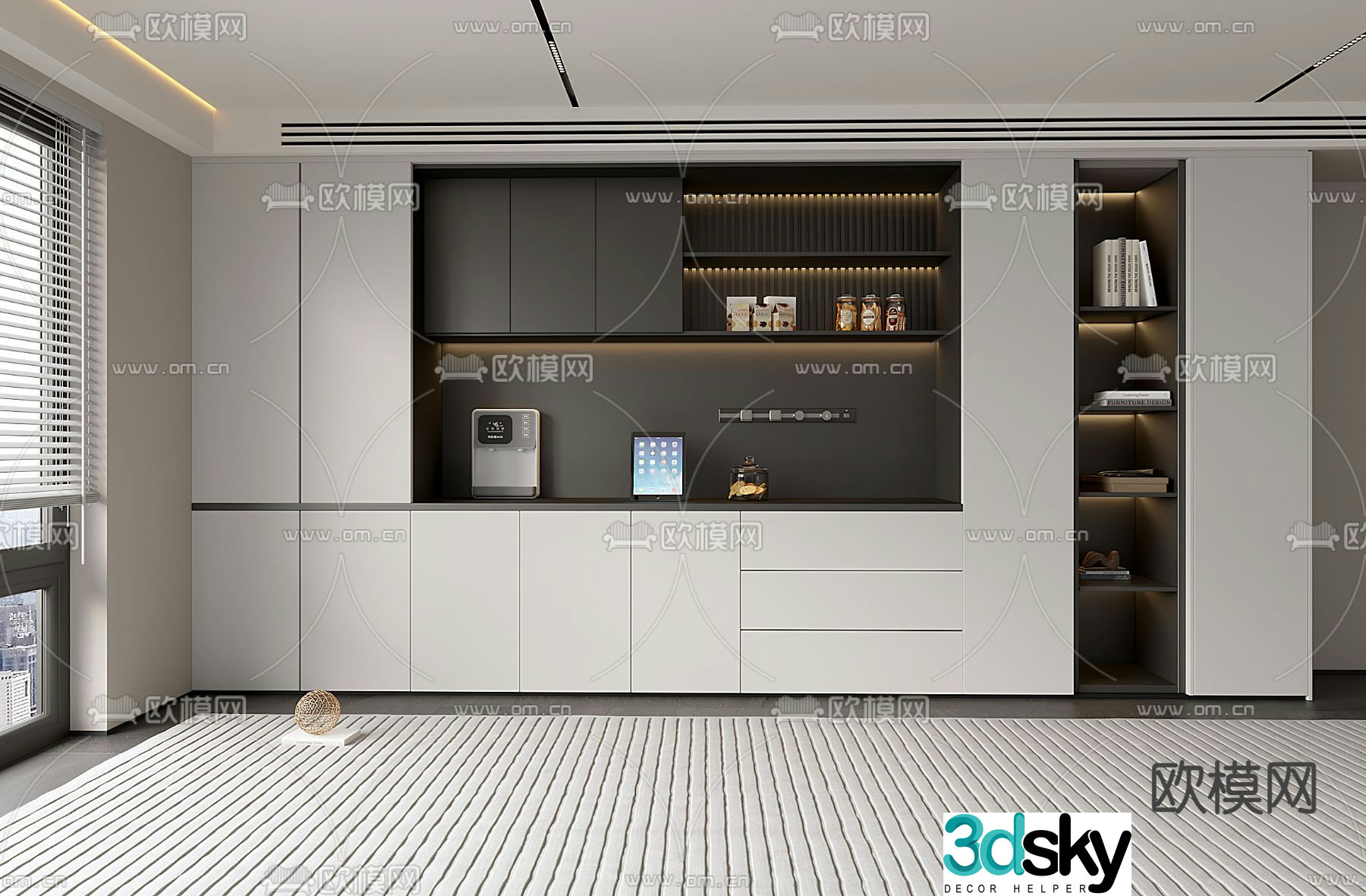 Minimalist style cabinet integrated cabinet locker 3d model