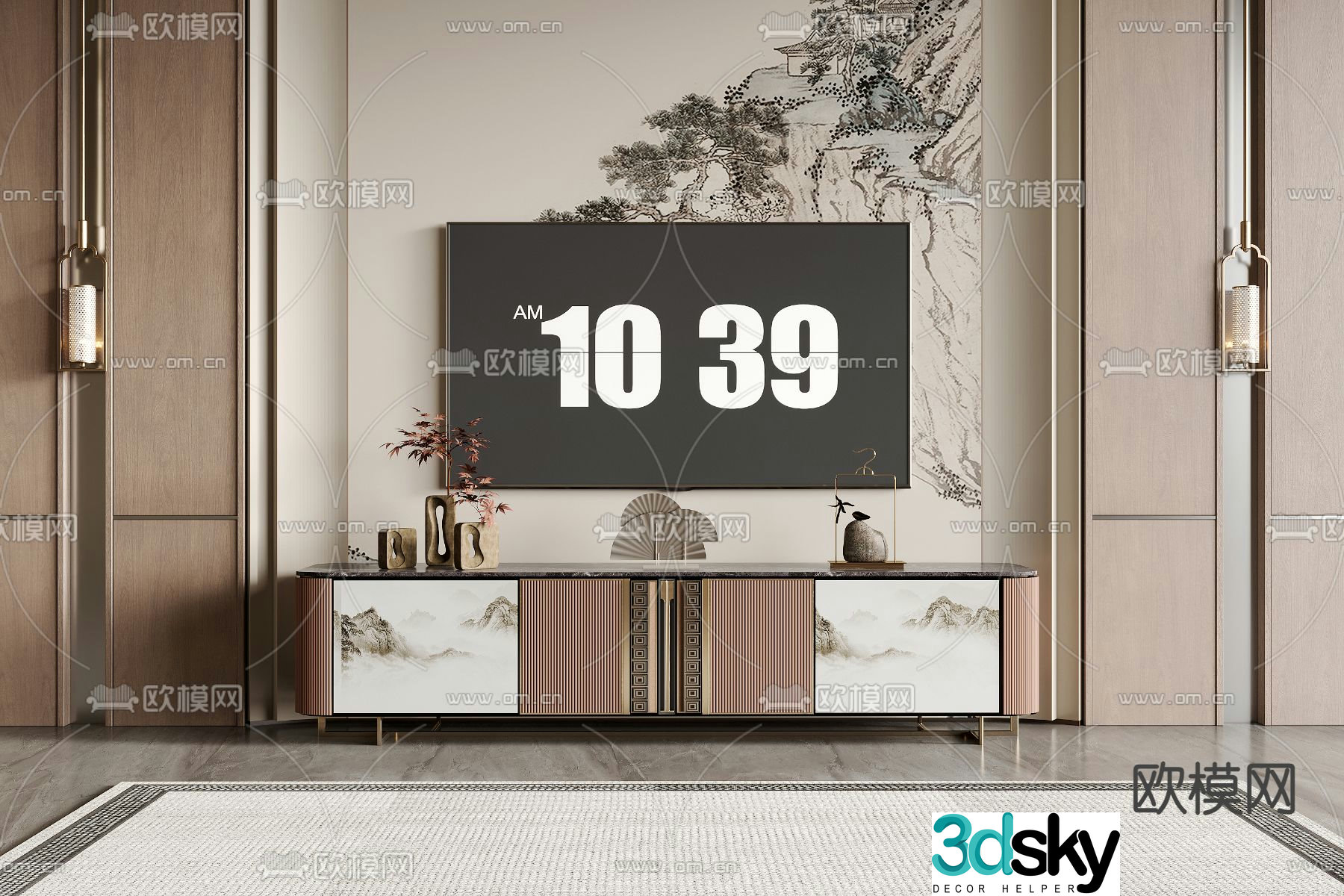 New Chinese style TV cabinet 3d model