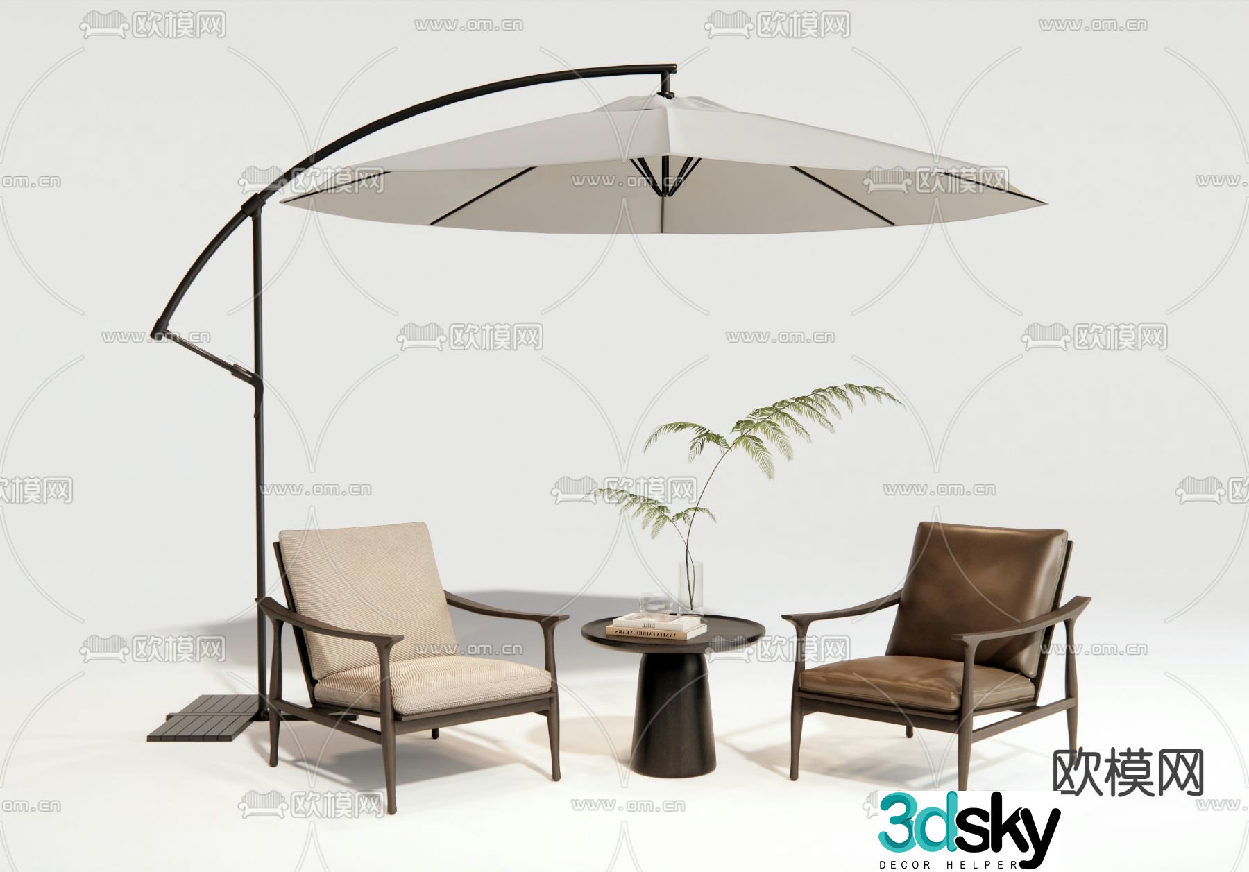 Wabi-sabi outdoor chair leisure chair table 3d model