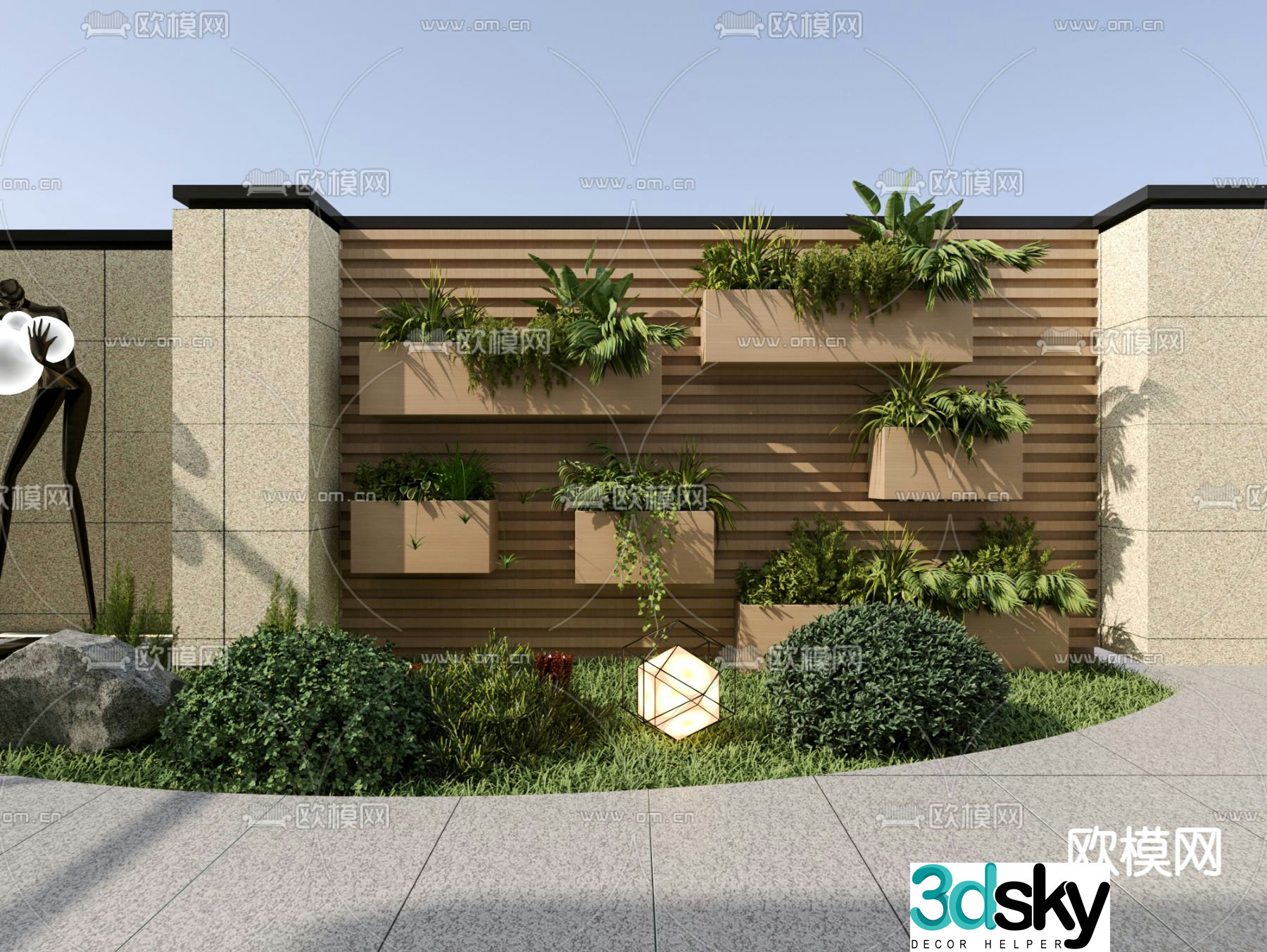 Landscape sketch plant wall plant landscaping 3D model