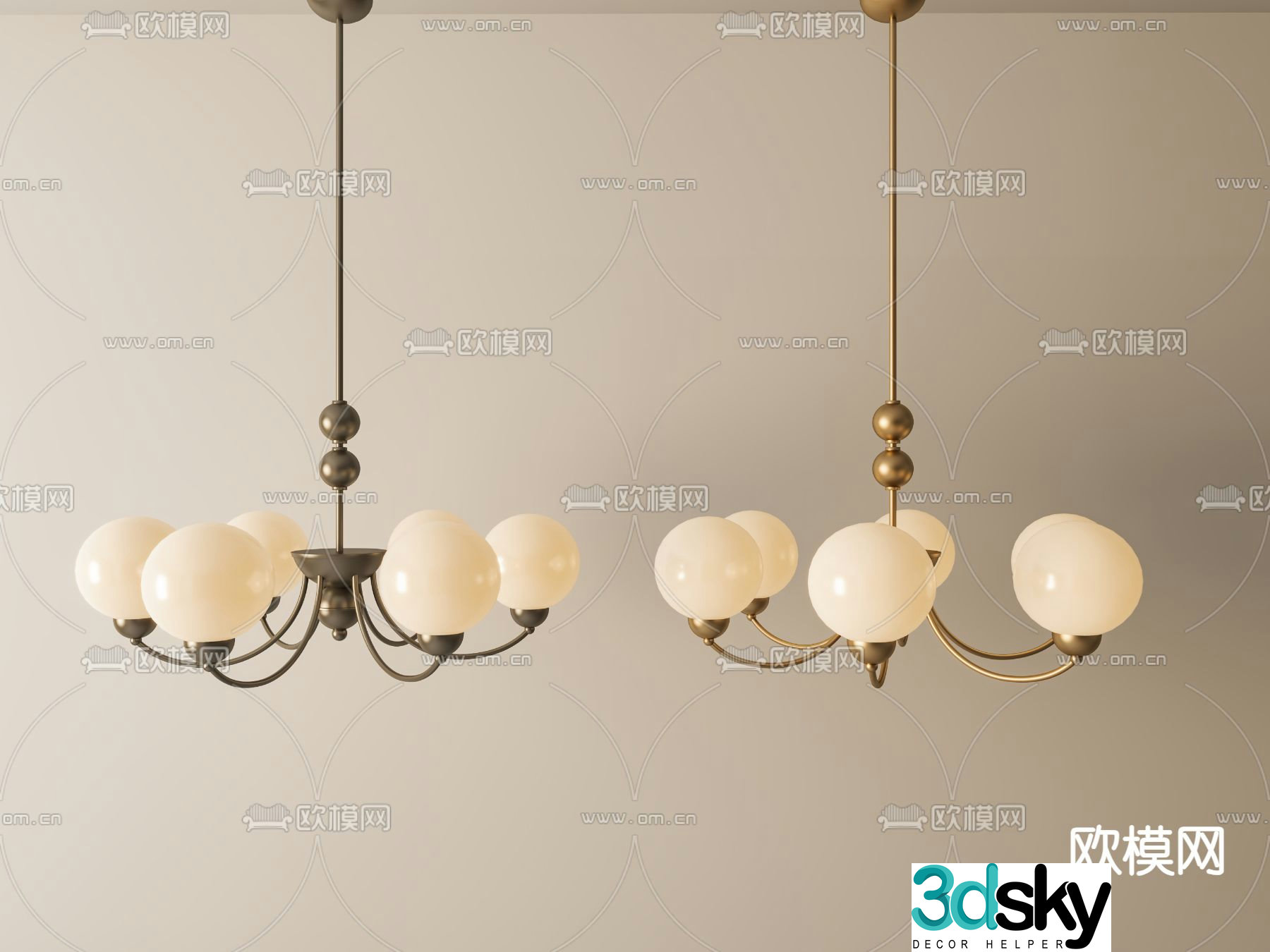Medieval style chandelier multi-head chandelier 3D model