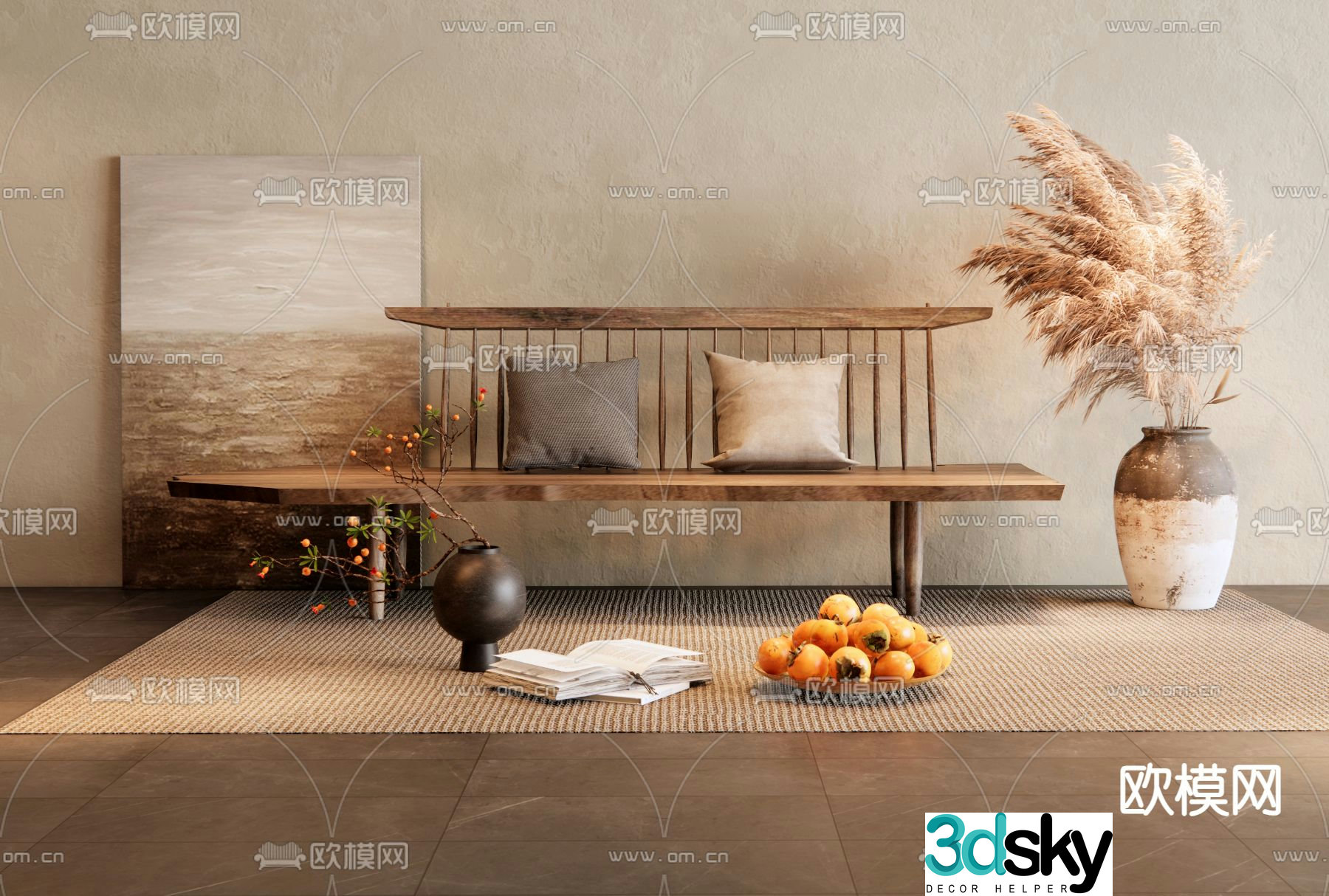wabi-sabi chair bench leisure chair 3d model