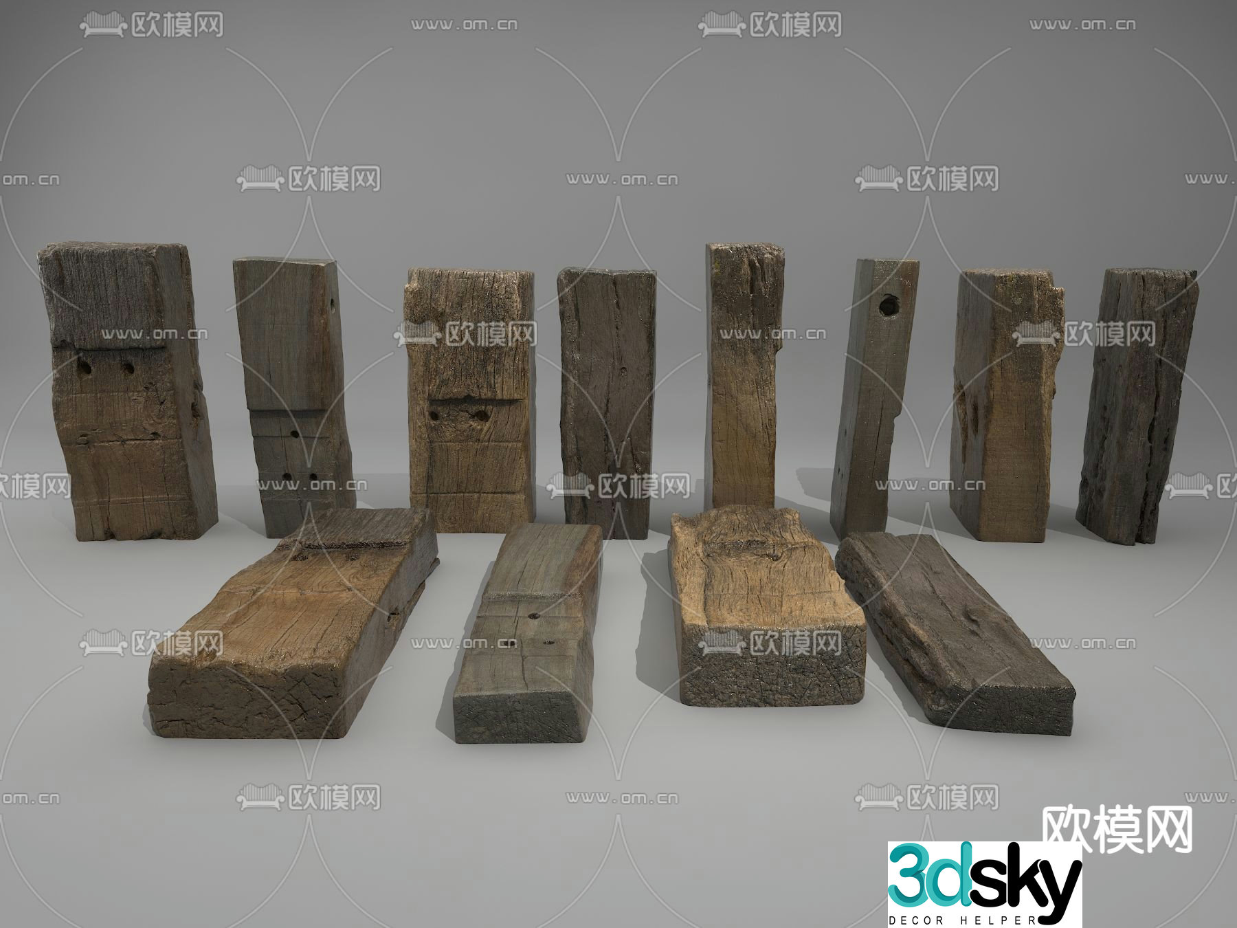 old wood wood strips wood block 3d model