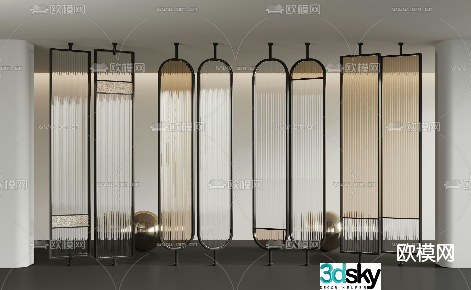 French partition glass partition 3d model