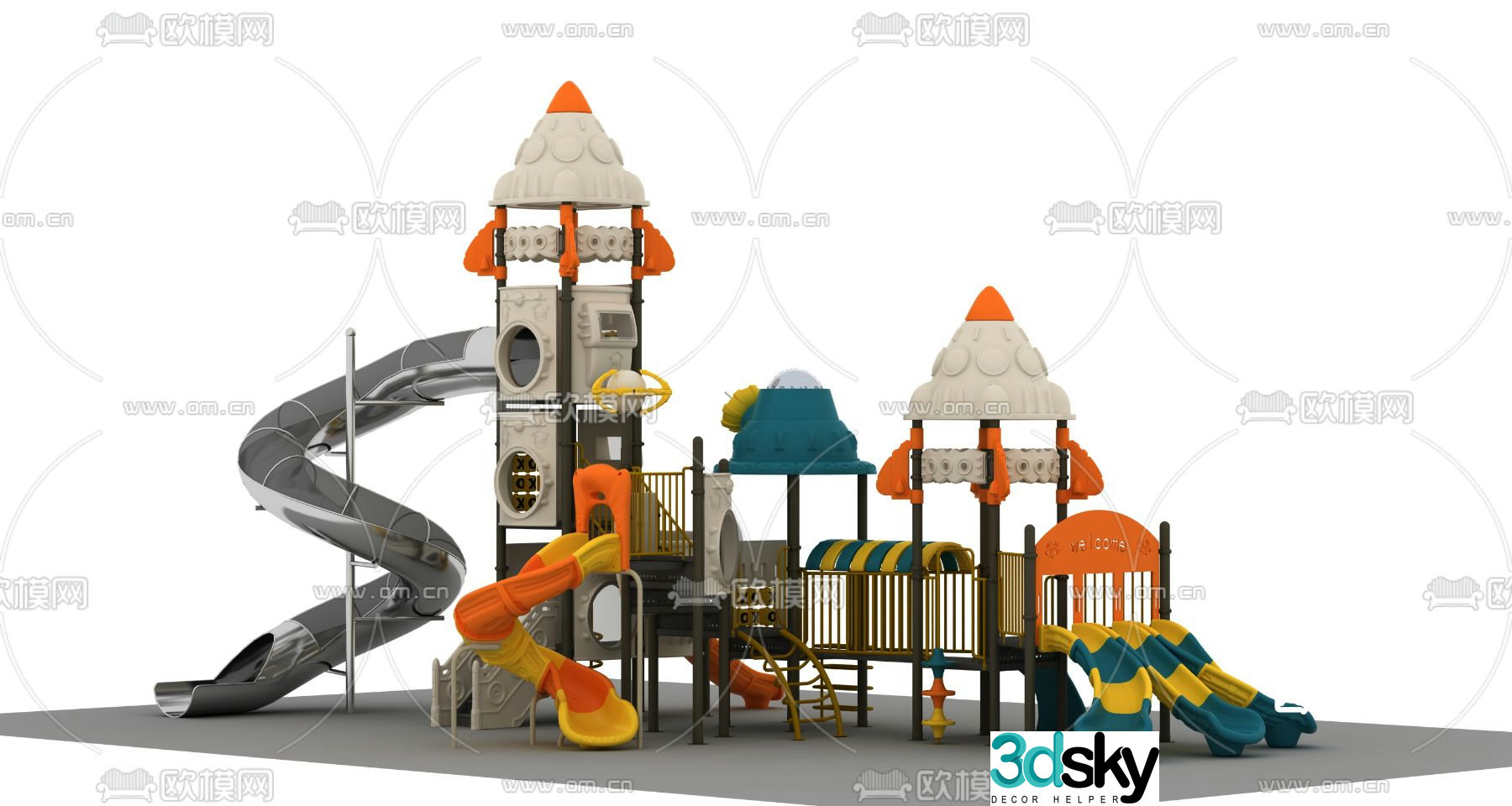 Amusement equipment interstellar theme slide 3d model