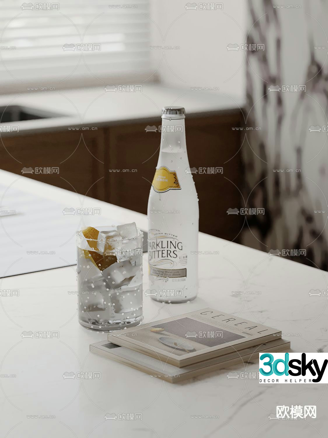 soda ice cube lemonade 3d model