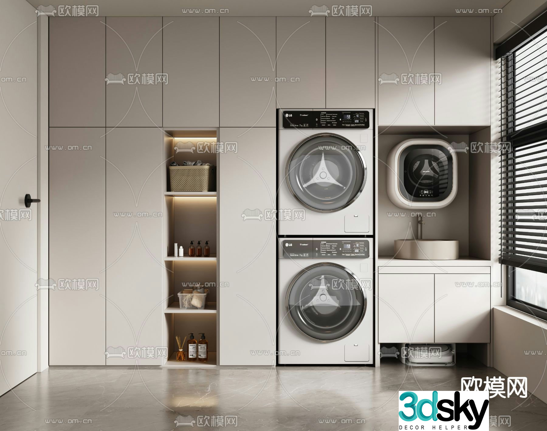 Balcony cabinet washing machine cabinet 3d model