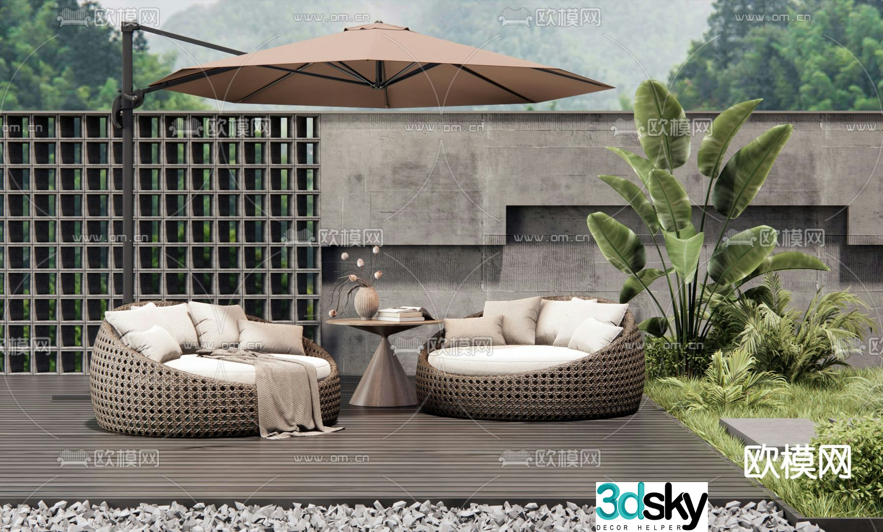 rattan sofa outdoor sofa 3d model