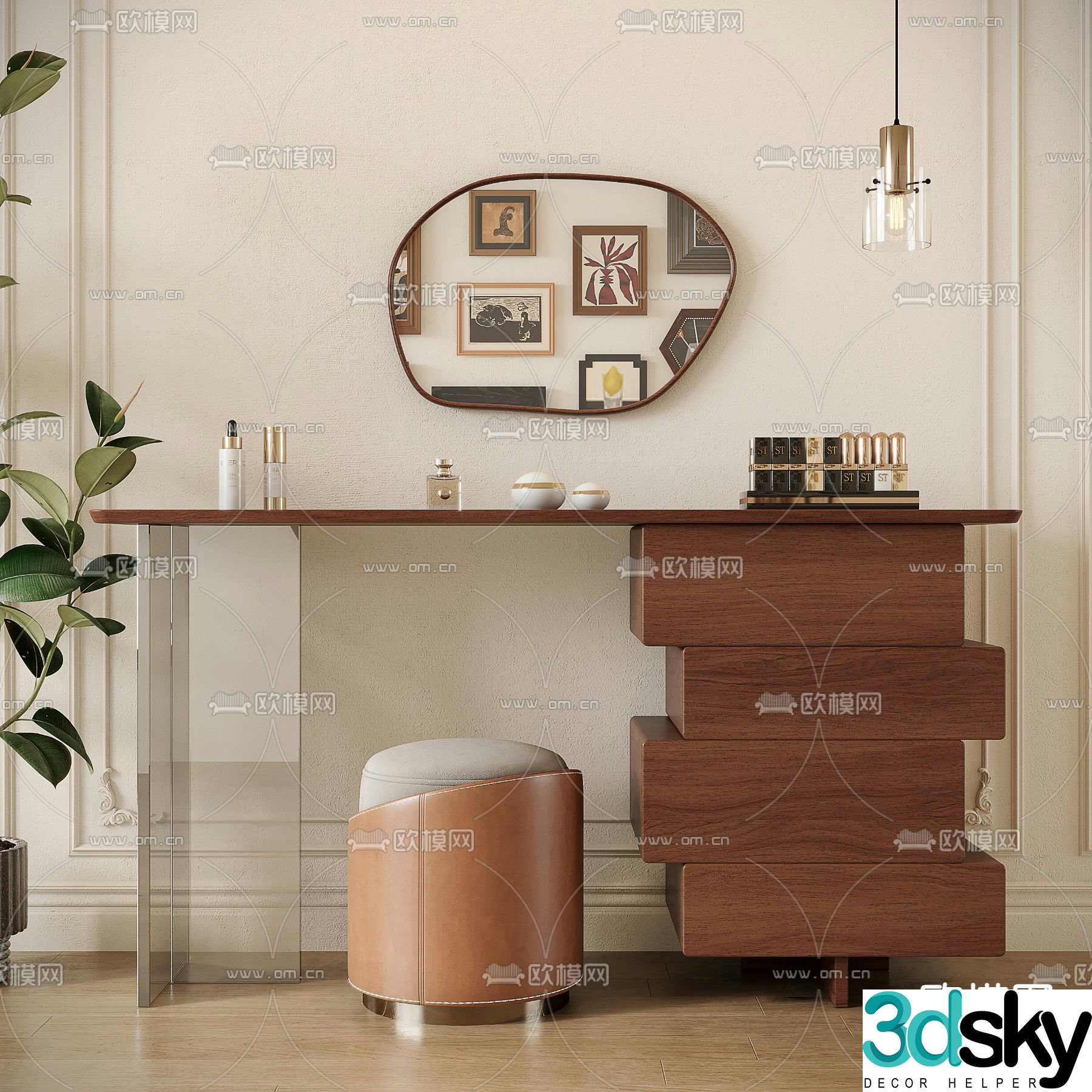 Medieval style dressing table dressing table 3d model