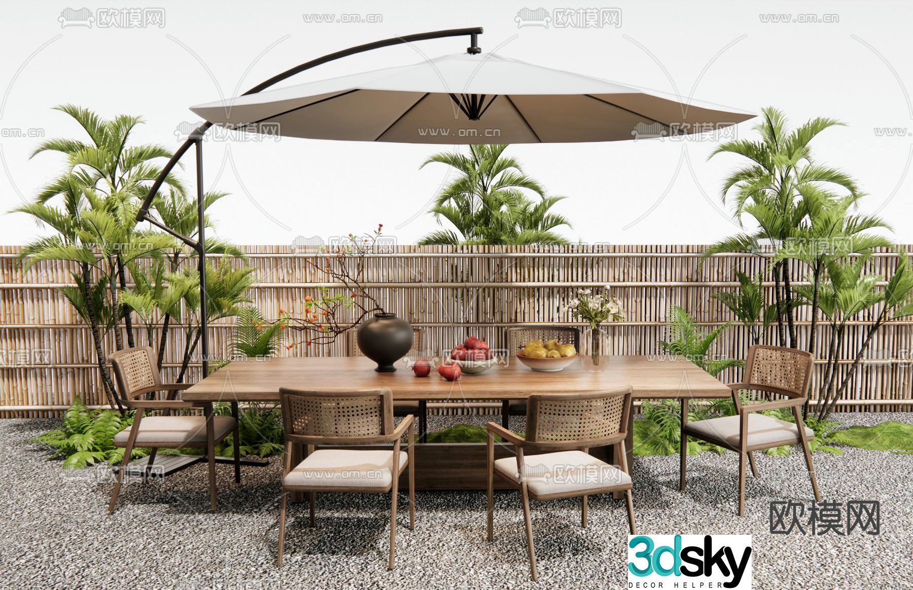 Outdoor tables and chairs courtyard tables and chairs 3d model