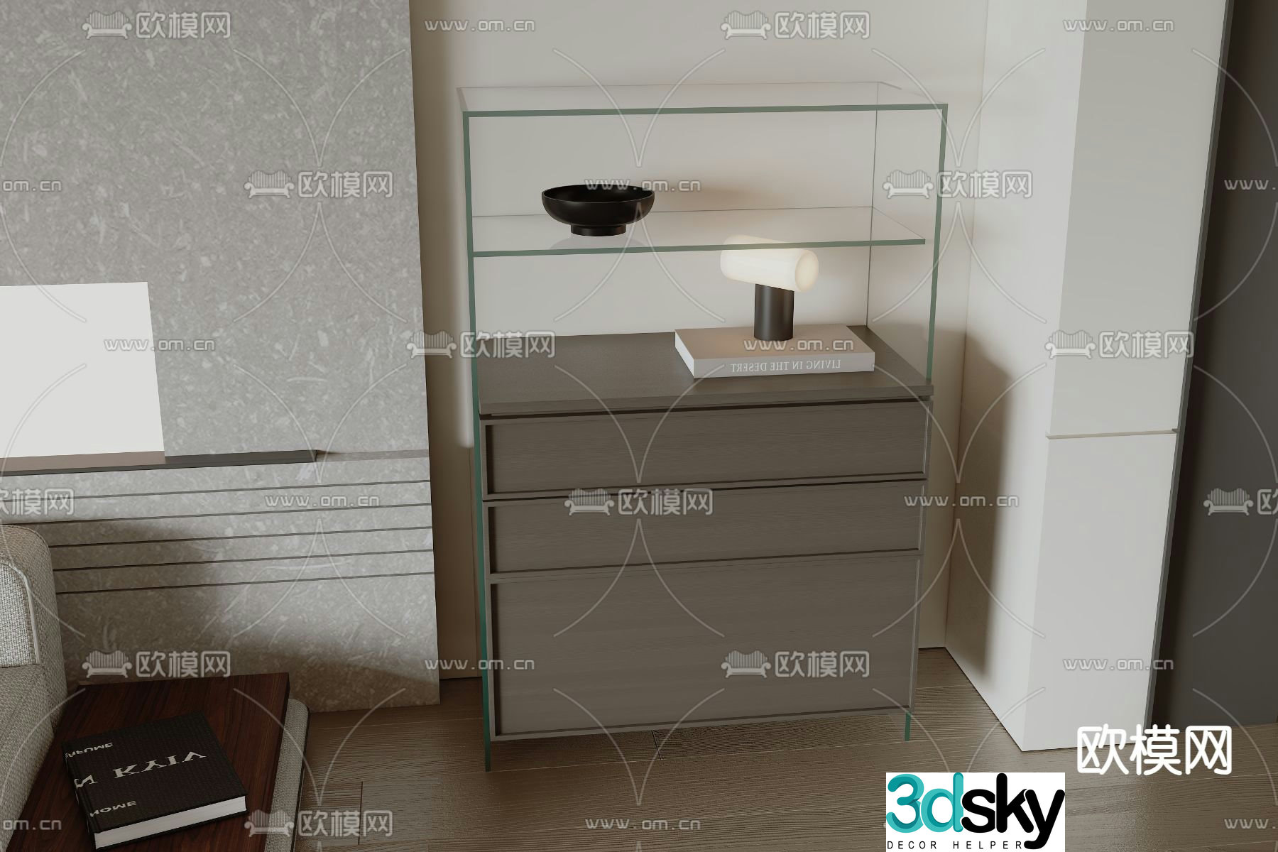 Modern bedside table 3d model
