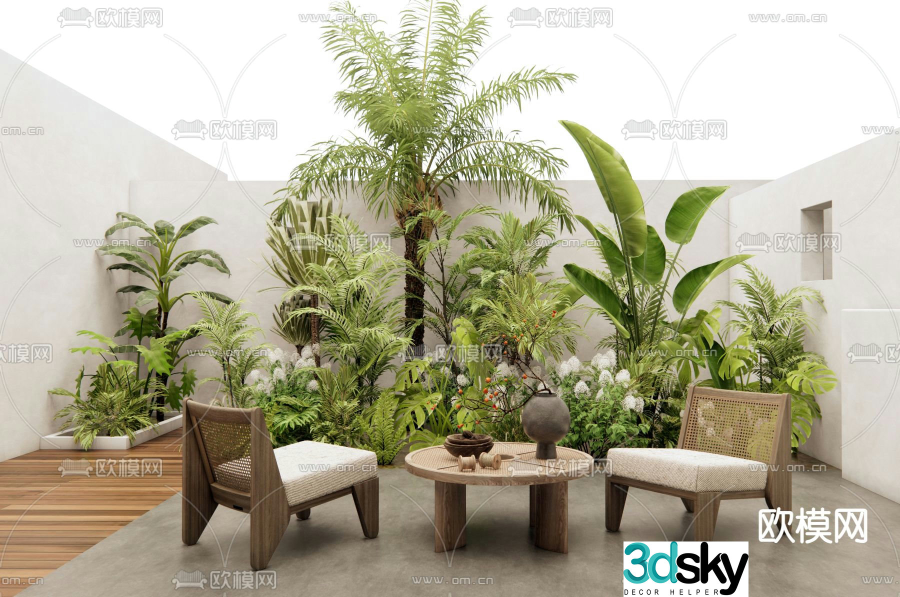 courtyard garden landscape 3d model