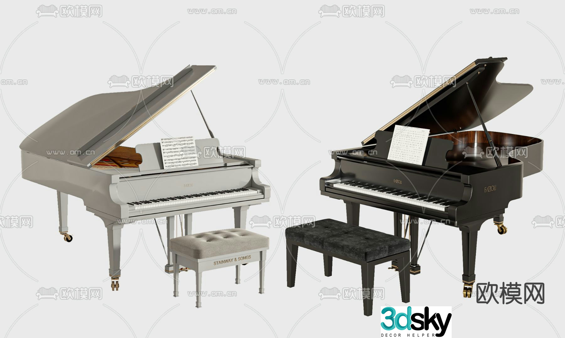Paint piano electronic keyboard 3d model