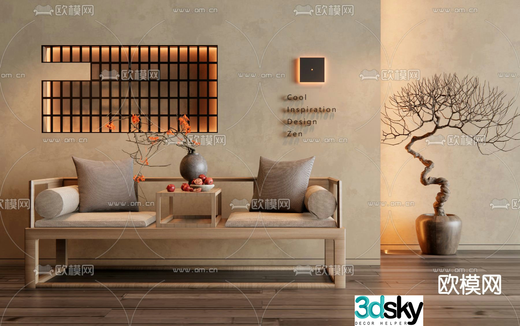 New Chinese style Arhat bed 3D model