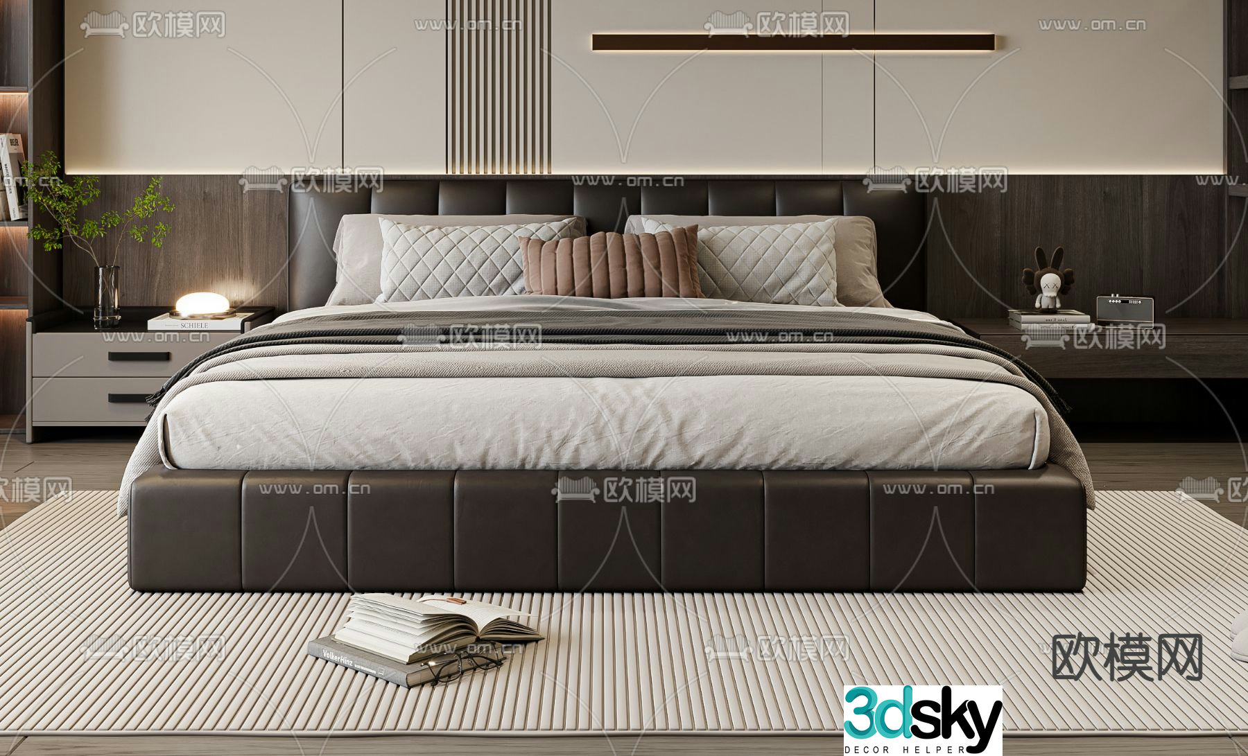 Modern double bed 3d model
