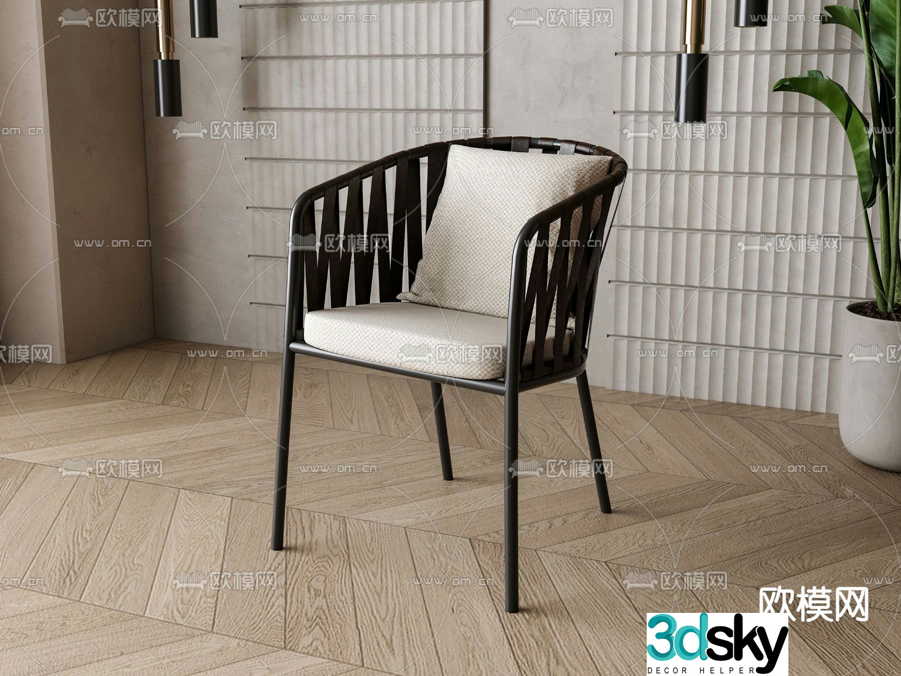 Modern chair dining chair 3d model