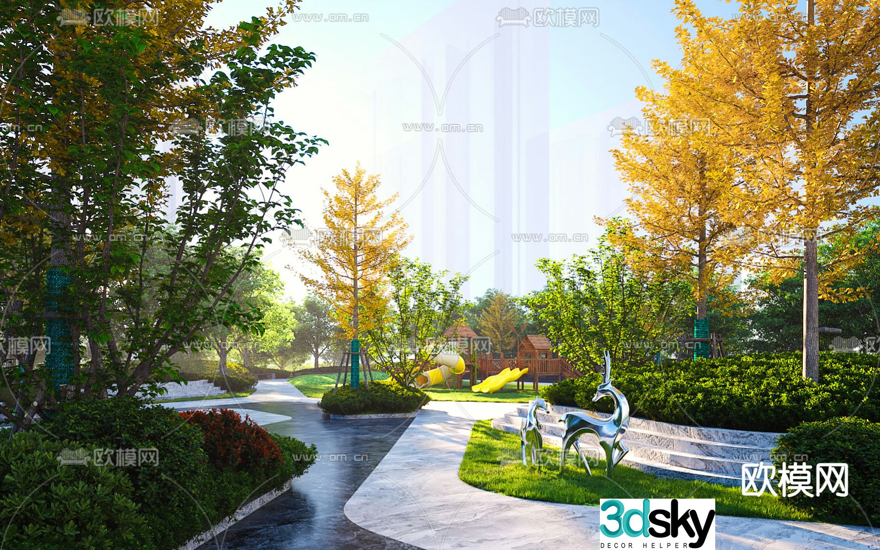 garden landscape park landscape 3d model