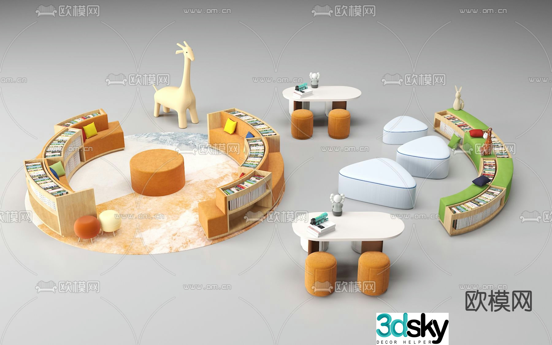 Children’s tables and chairs play area 3d model
