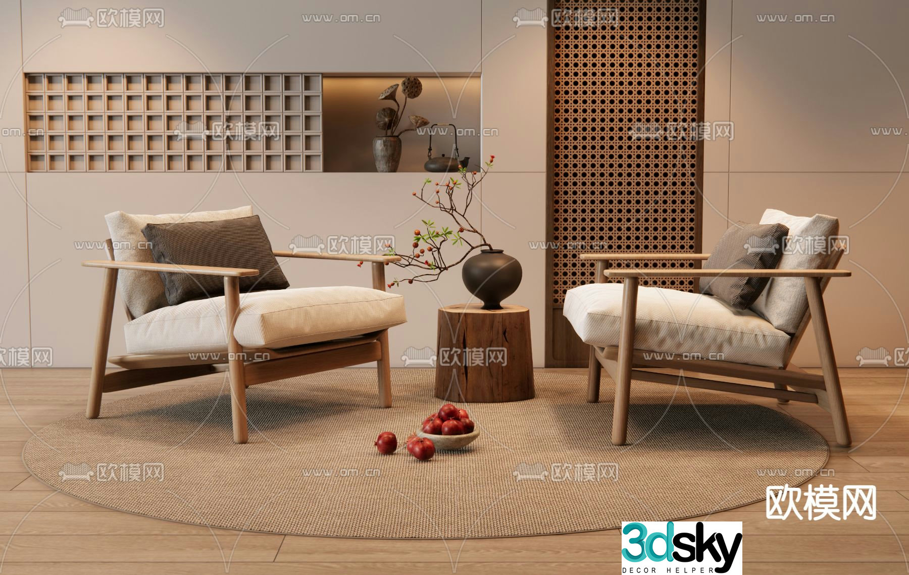 New Chinese style leisure chair armchair 3d model