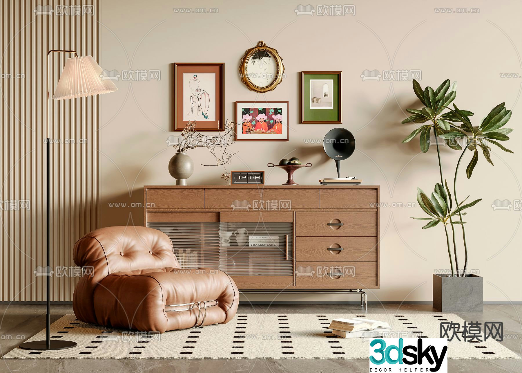 Medieval style sideboard 3d model