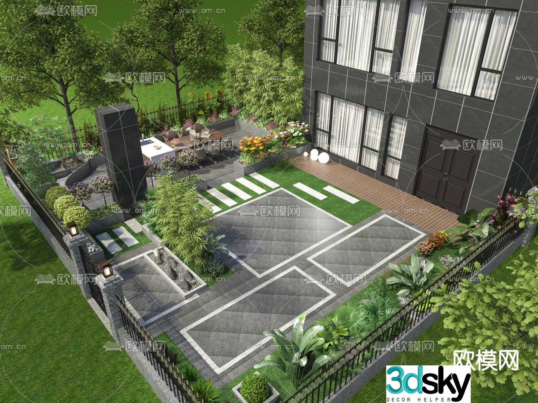 Courtyard landscape 3d model