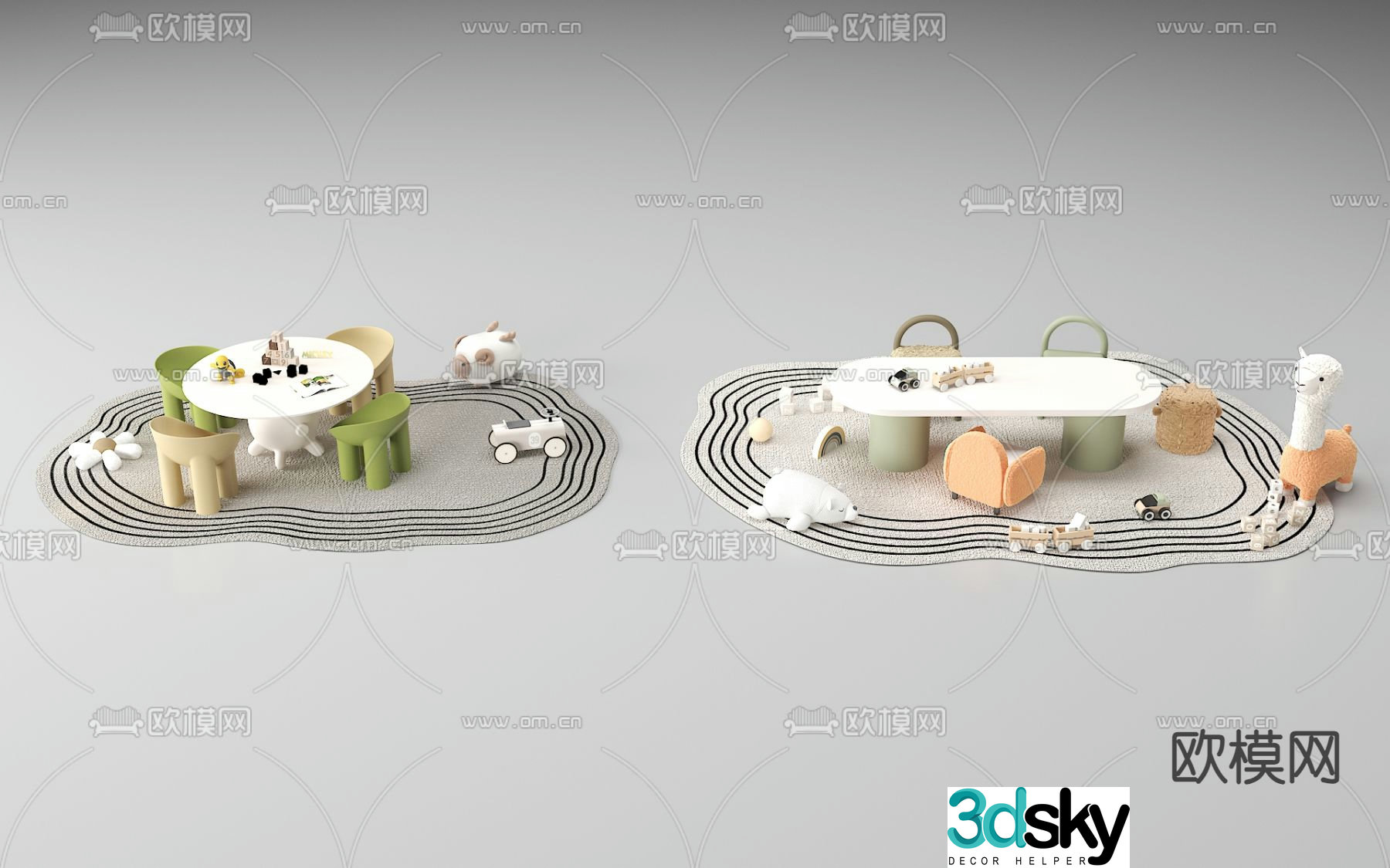 Children’s tables and chairs game tables and chairs 3d model