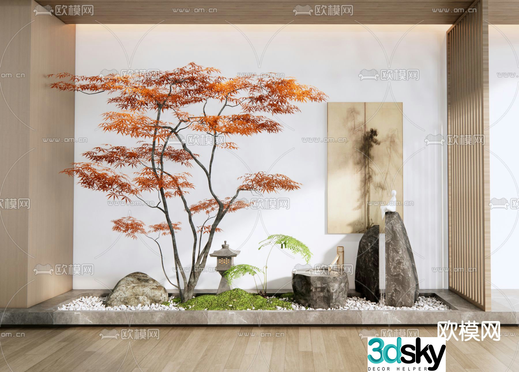 Indoor landscaping dry landscape sketch 3d model