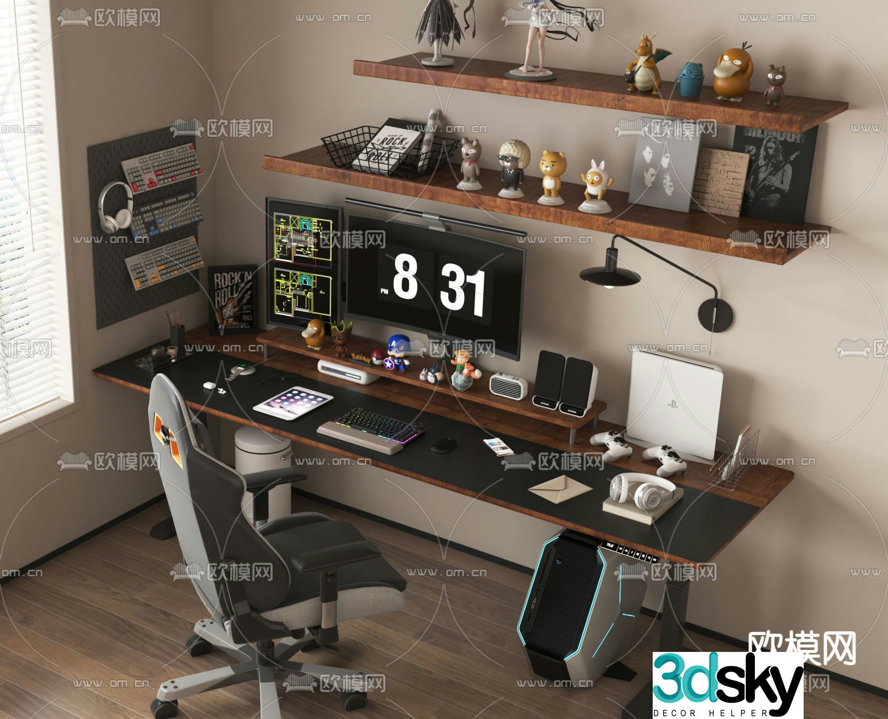 Modern gaming desk desk 3d model