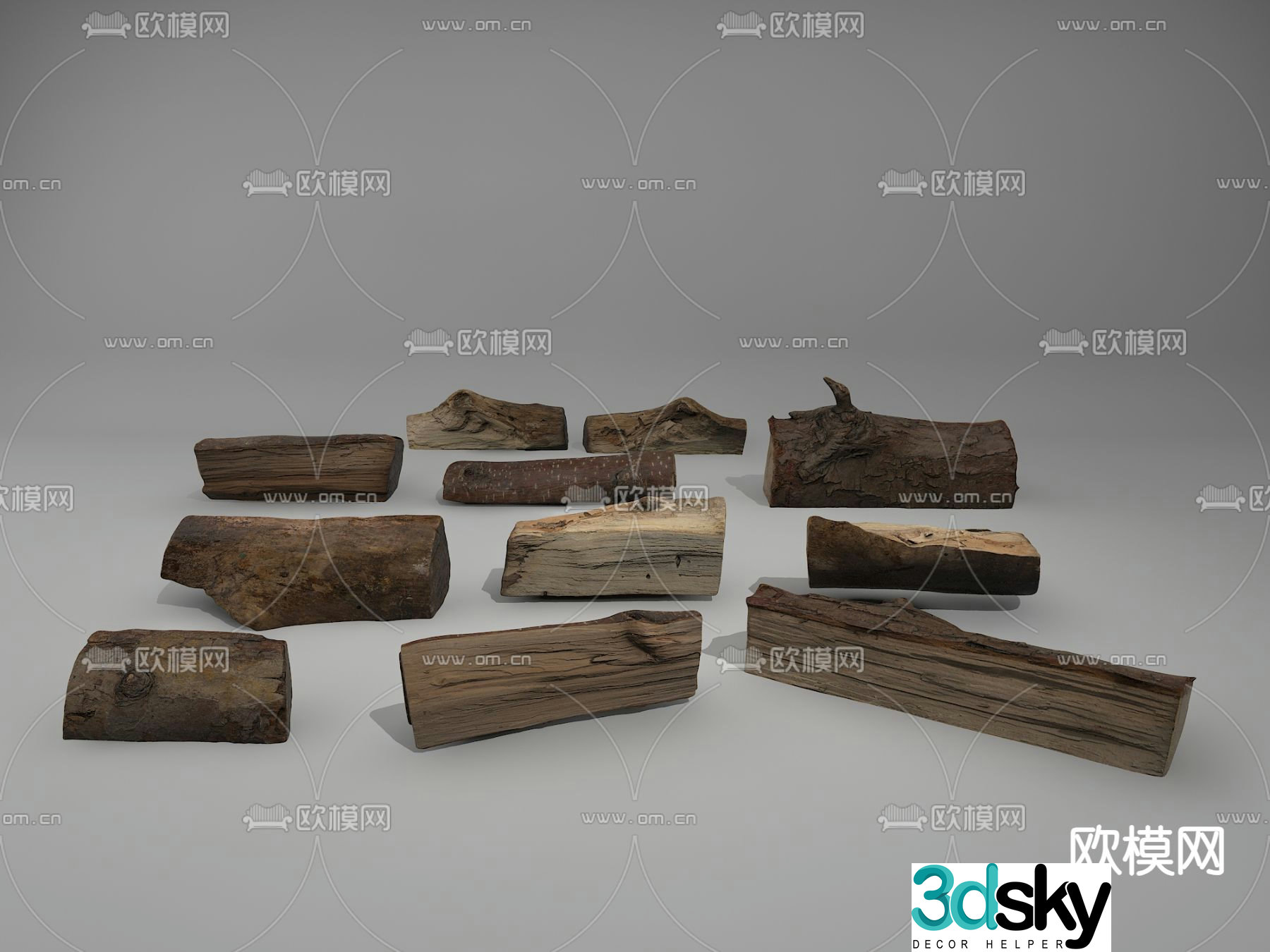old wood wood strips wood block 3d model