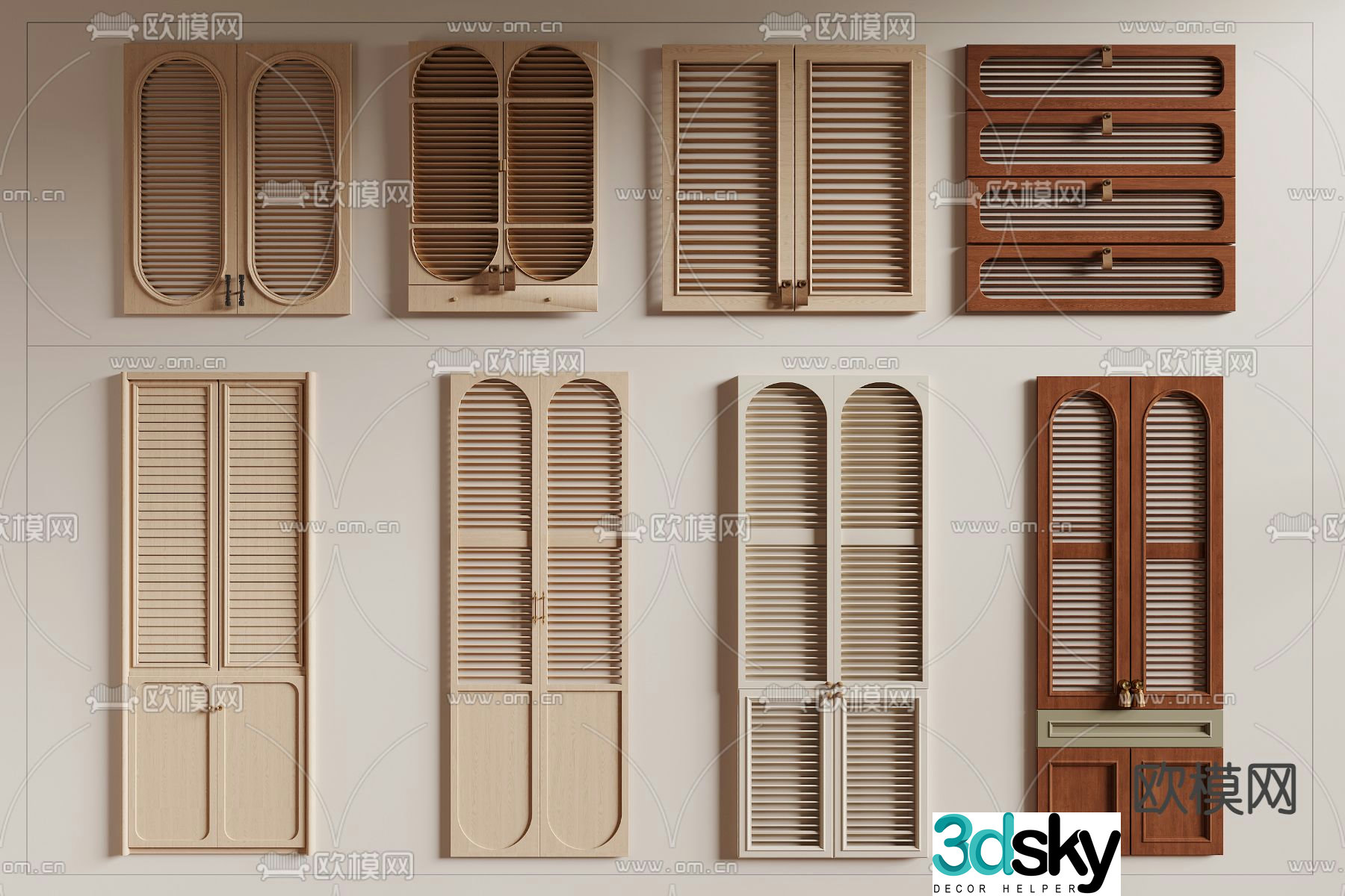 Louver door panel cabinet door louver door 3d model